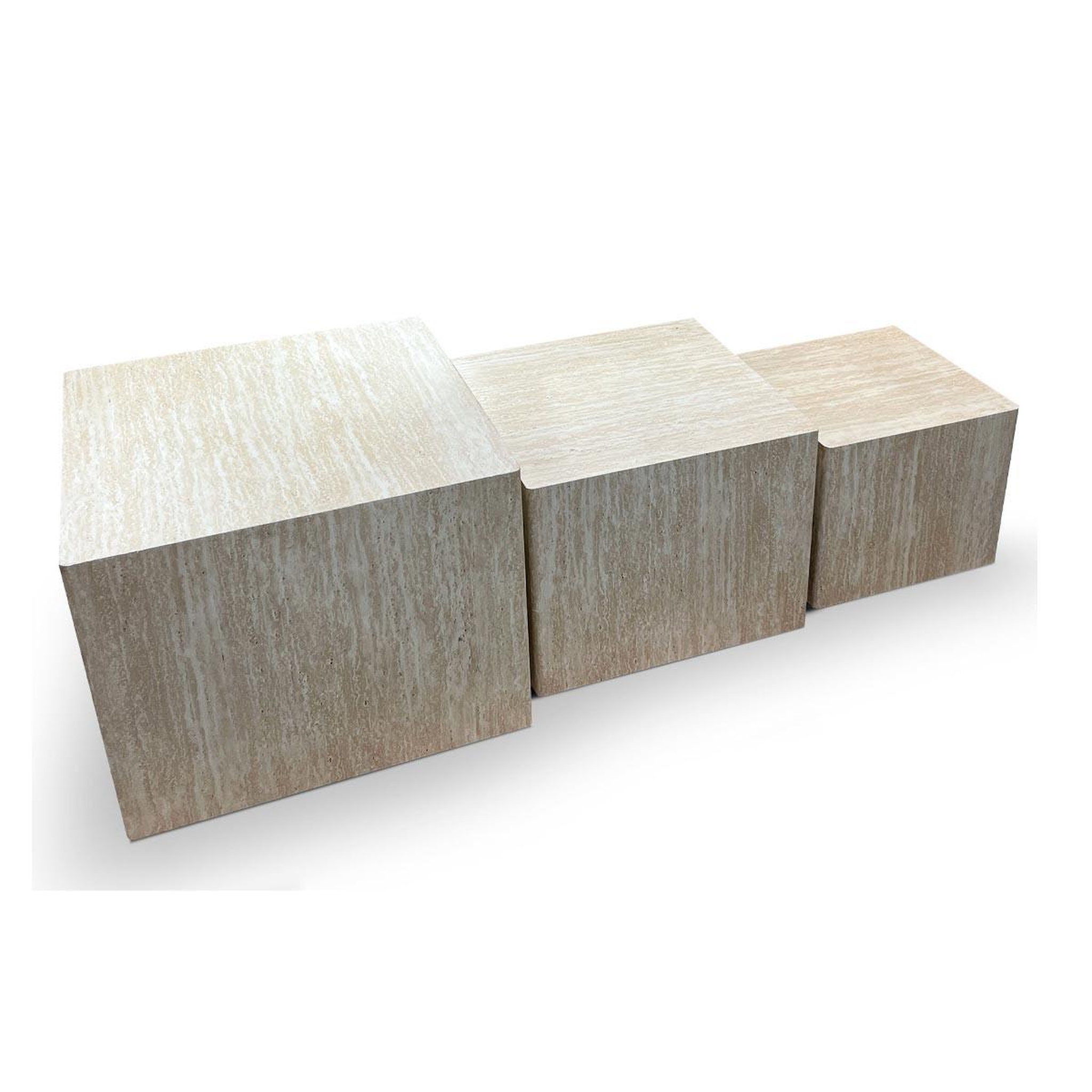 Paris Prix Lot de 3 tables basses effet travertin  odis  58cm beige