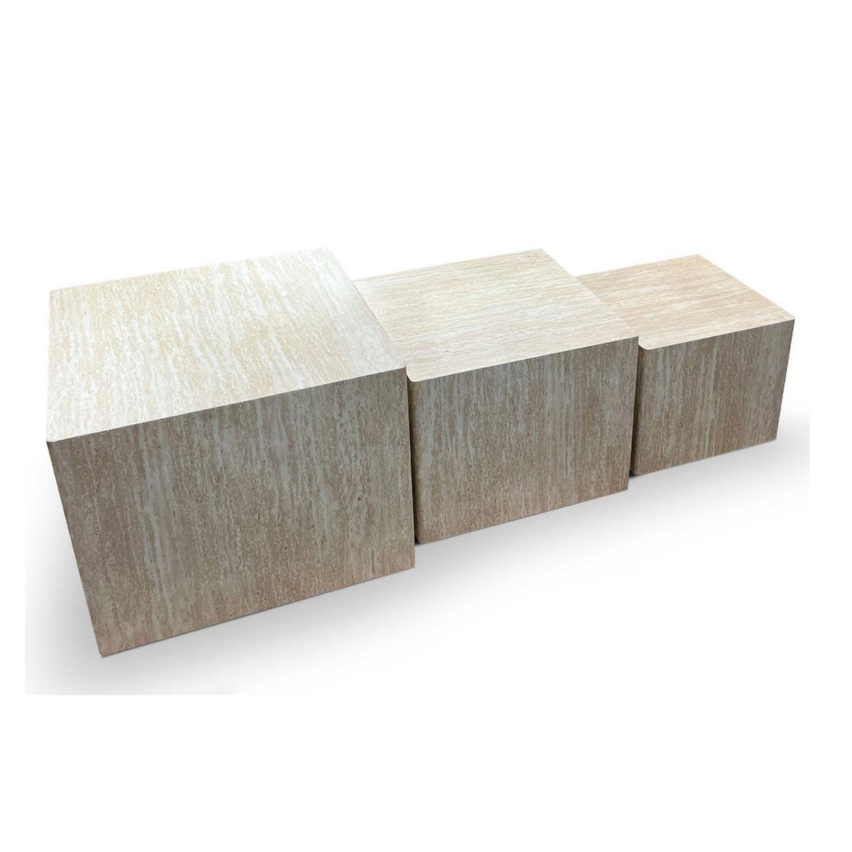Paris Prix Lot de 3 Tables Basses Effet Travertin  Odis  58cm Beige