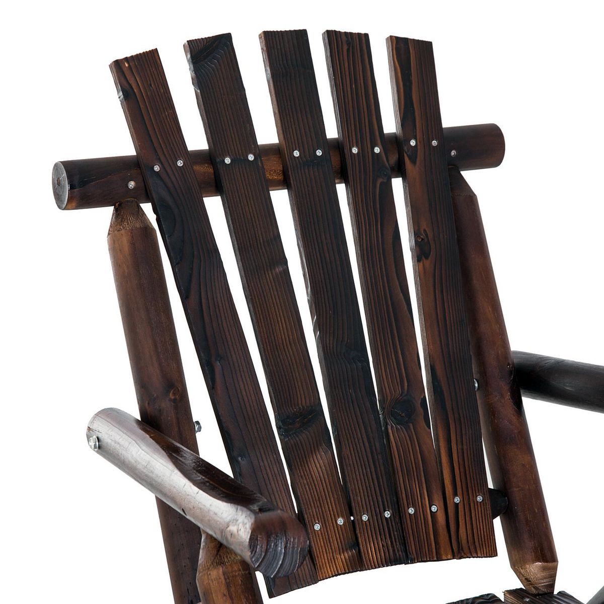 OUTSUNNY Fauteuil de jardin Adirondack à bascule rocking chair style rustique chic bois sapin traité carbonisation