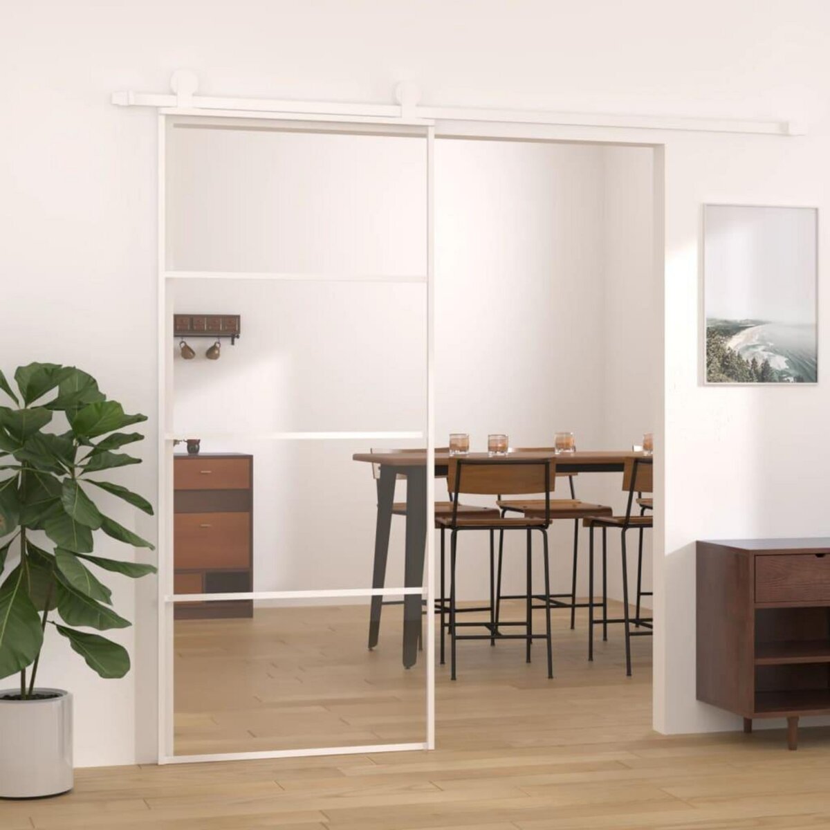VIDAXL Porte coulissante Verre ESG et aluminium 90x205 cm Blanc