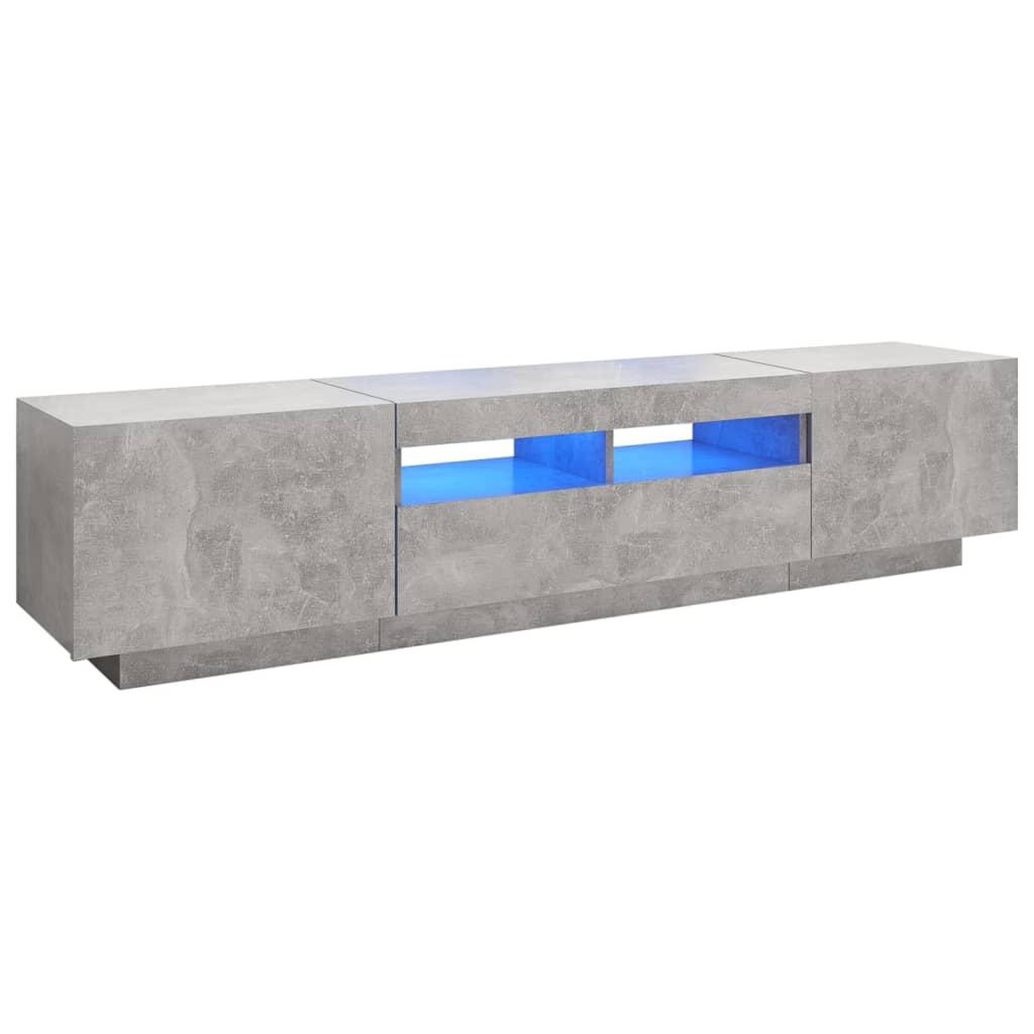 Voir la diapositive 2 : VIDAXL Meuble TV avec lumieres LED Gris beton 180x35x40 cm