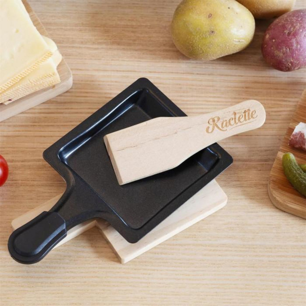 Paris Prix Lot de 4 Spatules à Raclette  Fromage  11cm Naturel