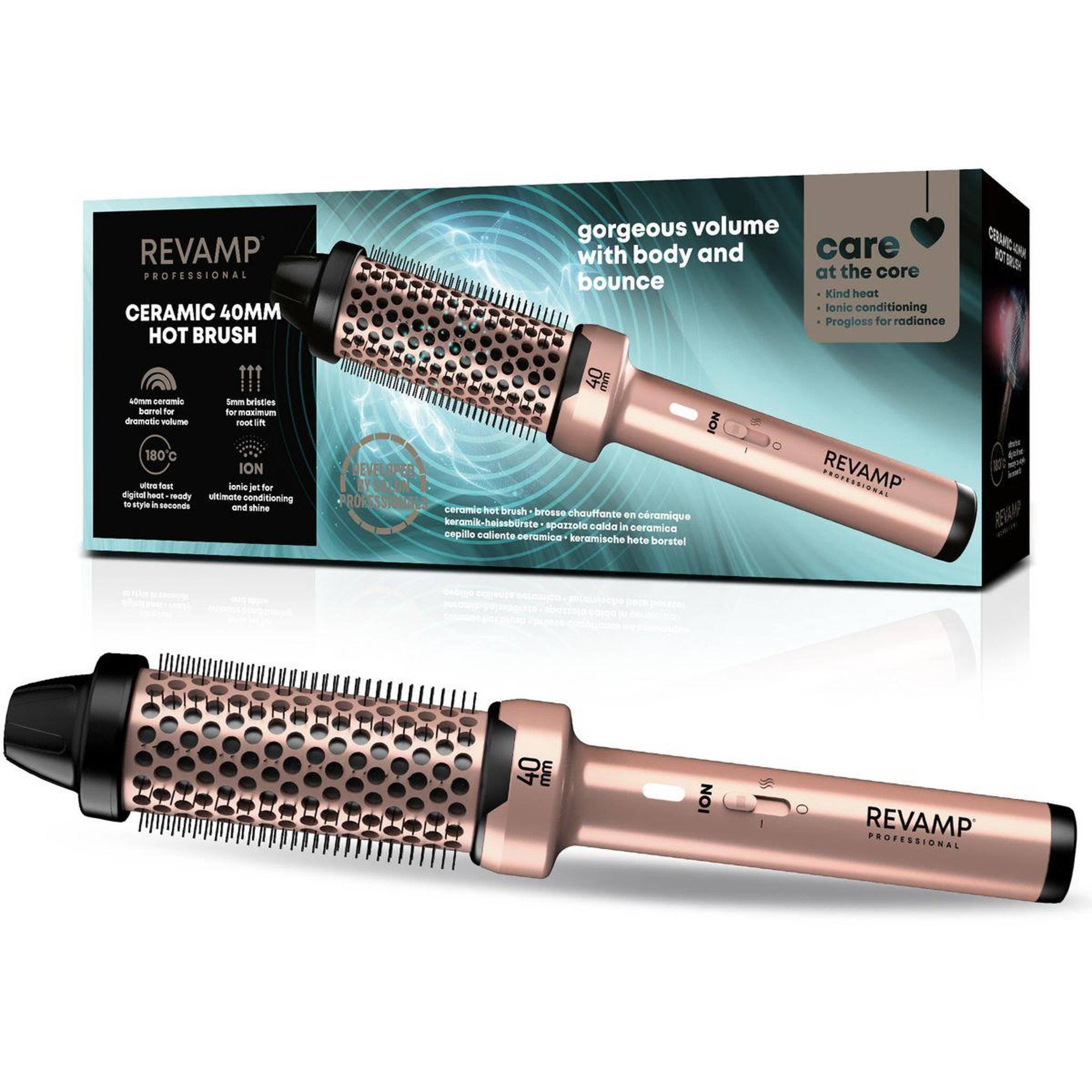 REVAMP Brosse chauffante volume et vagues progloss 40mm or