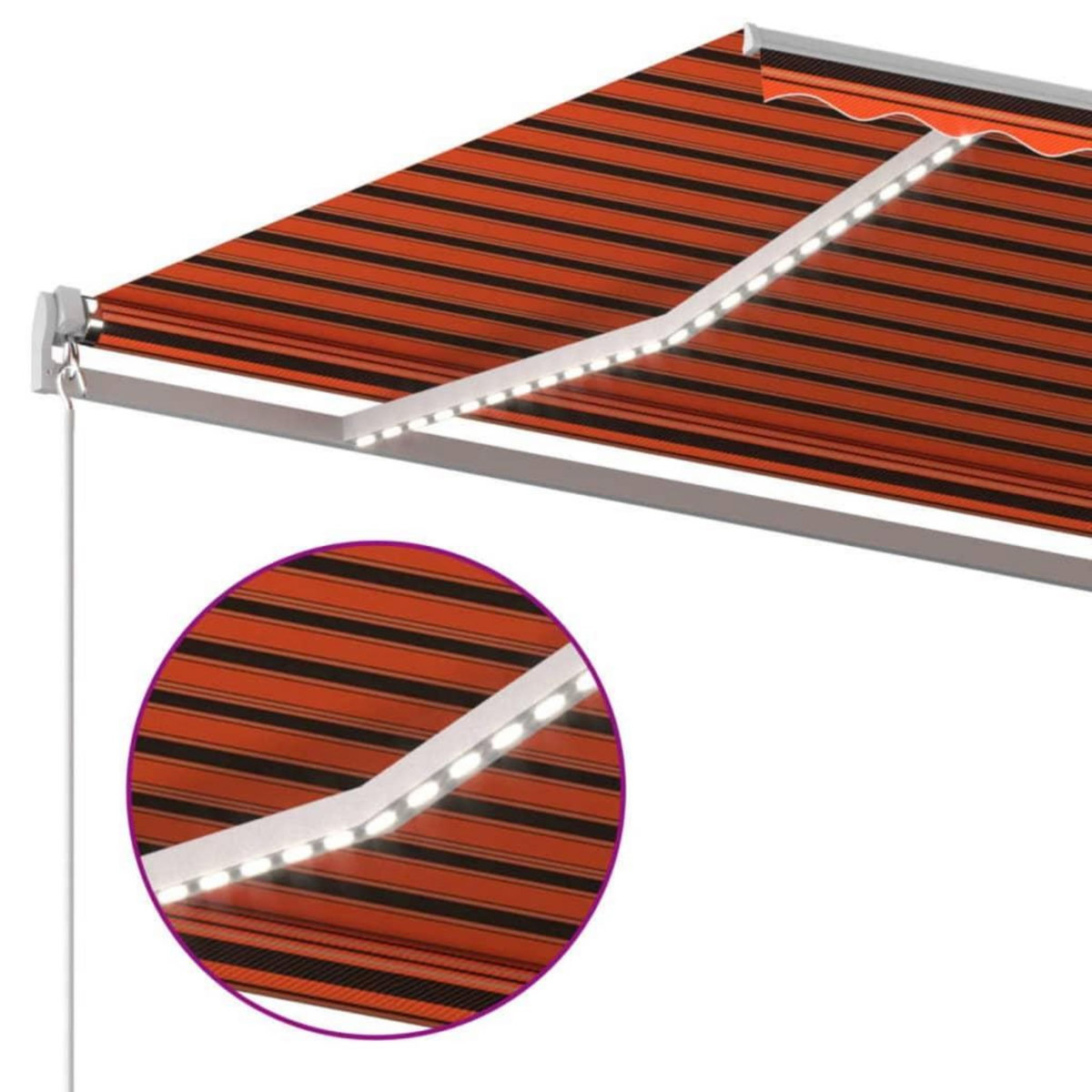 VIDAXL Auvent manuel retractable avec LED 600x300 cm Orange et marron