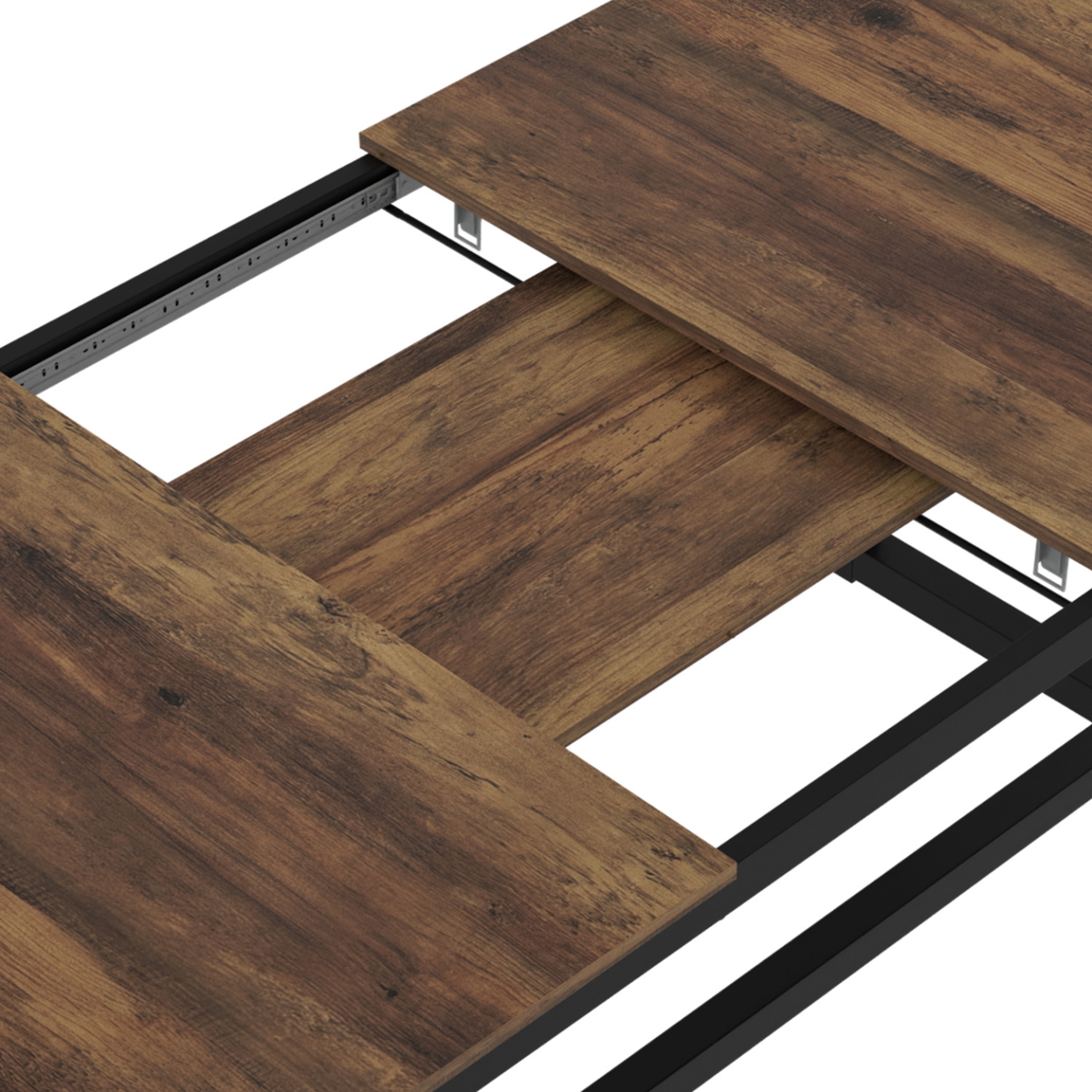 Voir la diapositive 6 : ID MARKET Table à manger extensible rectangle hawkins 6-10 personnes bois foncé 160-200 cm