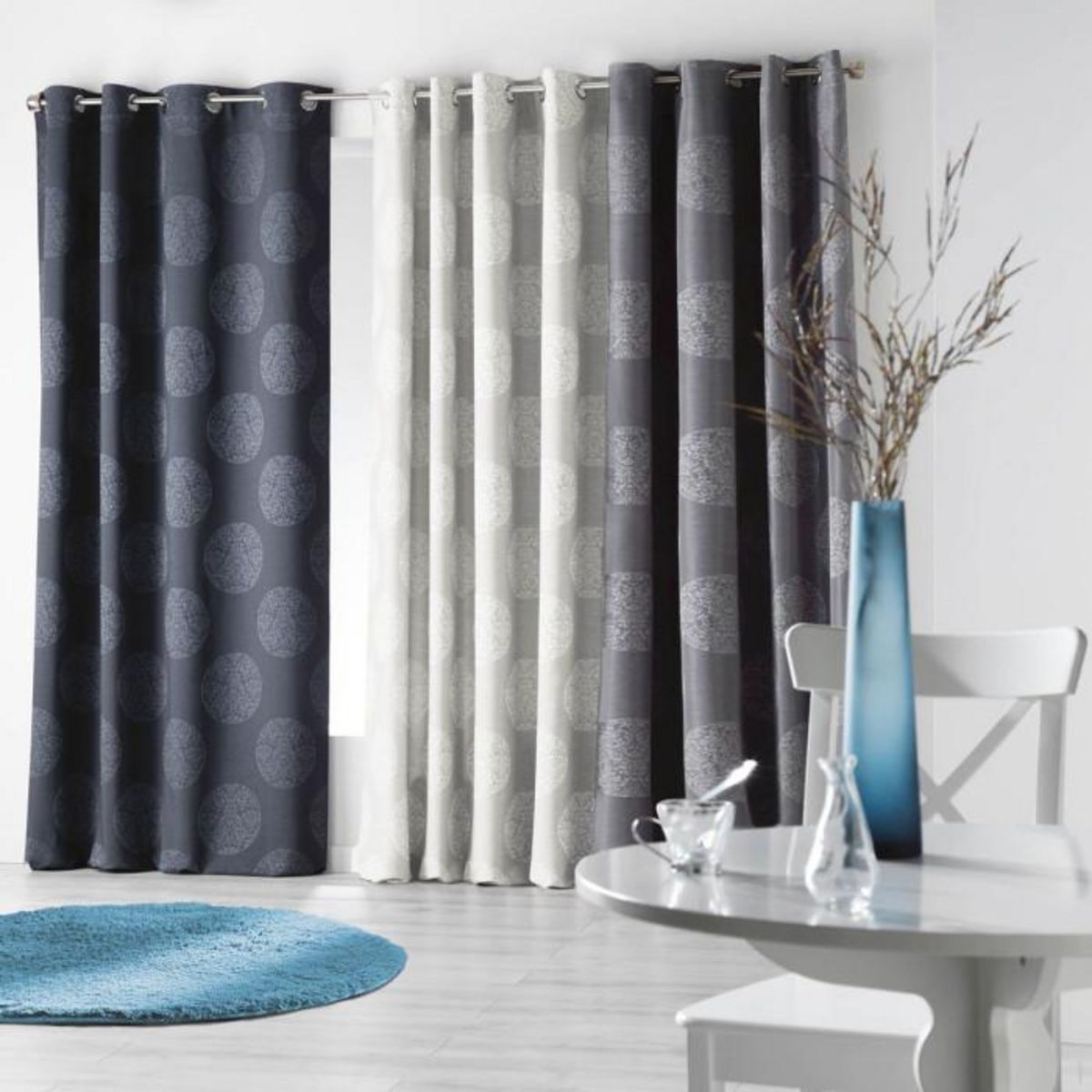 Paris Prix Rideau à Oeillets Jacquard  Orkys  140x260cm Navy