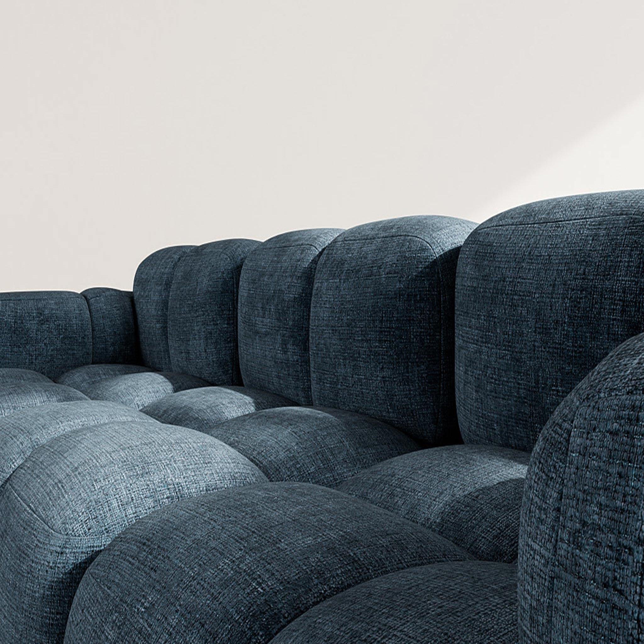 Voir la diapositive 4 : BEST MOBILIER Grace - canapé modulable d'angle réversible 4 places en velours texturé