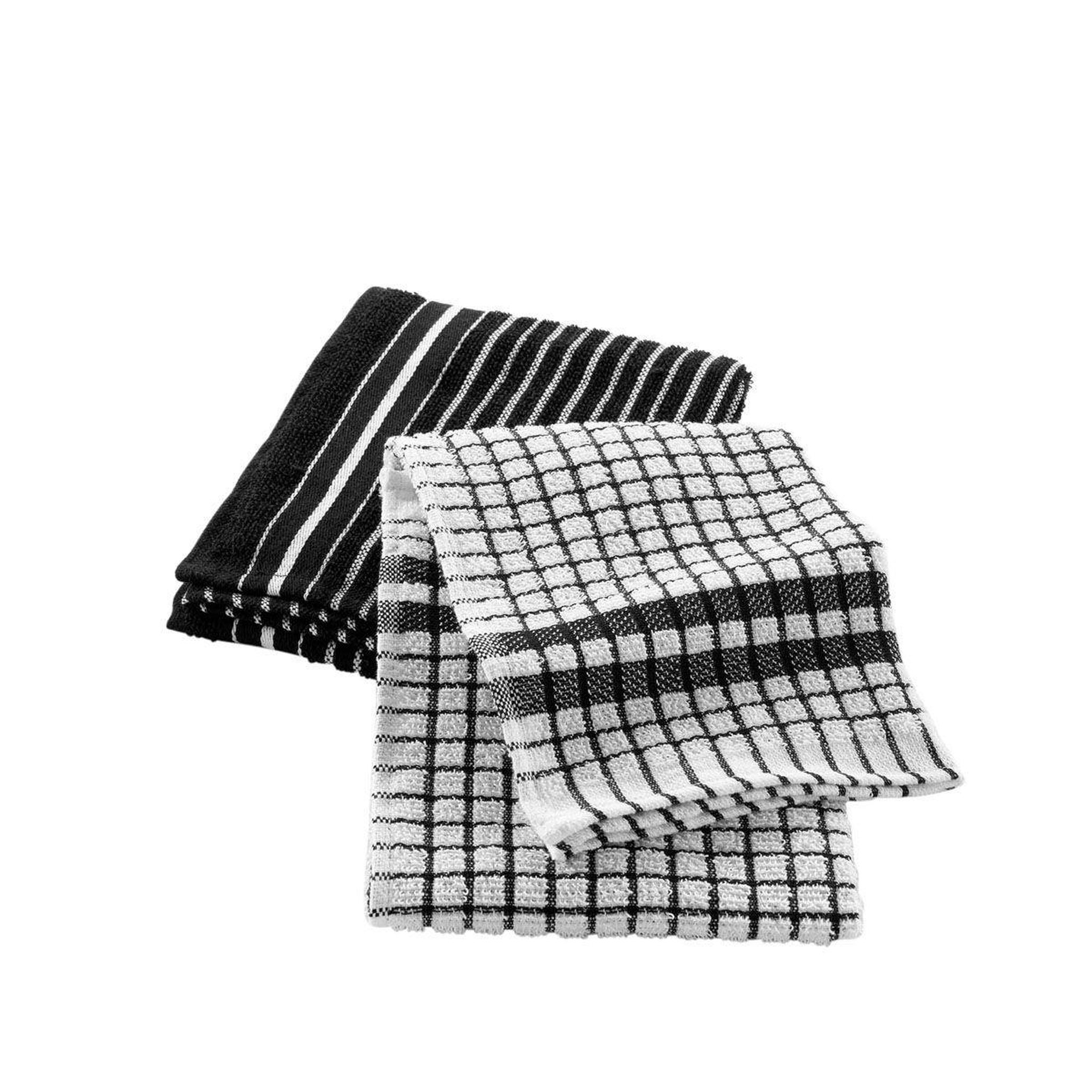 Douceur d'Intérieur Lot de 2 torchons éponge  classico  50x70cm noir
