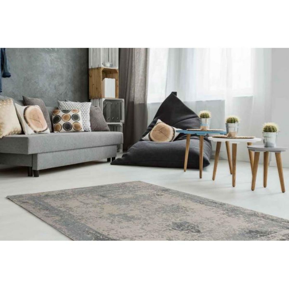 Paris Prix Tapis Vintage Tissé  Nostalgia  Gris