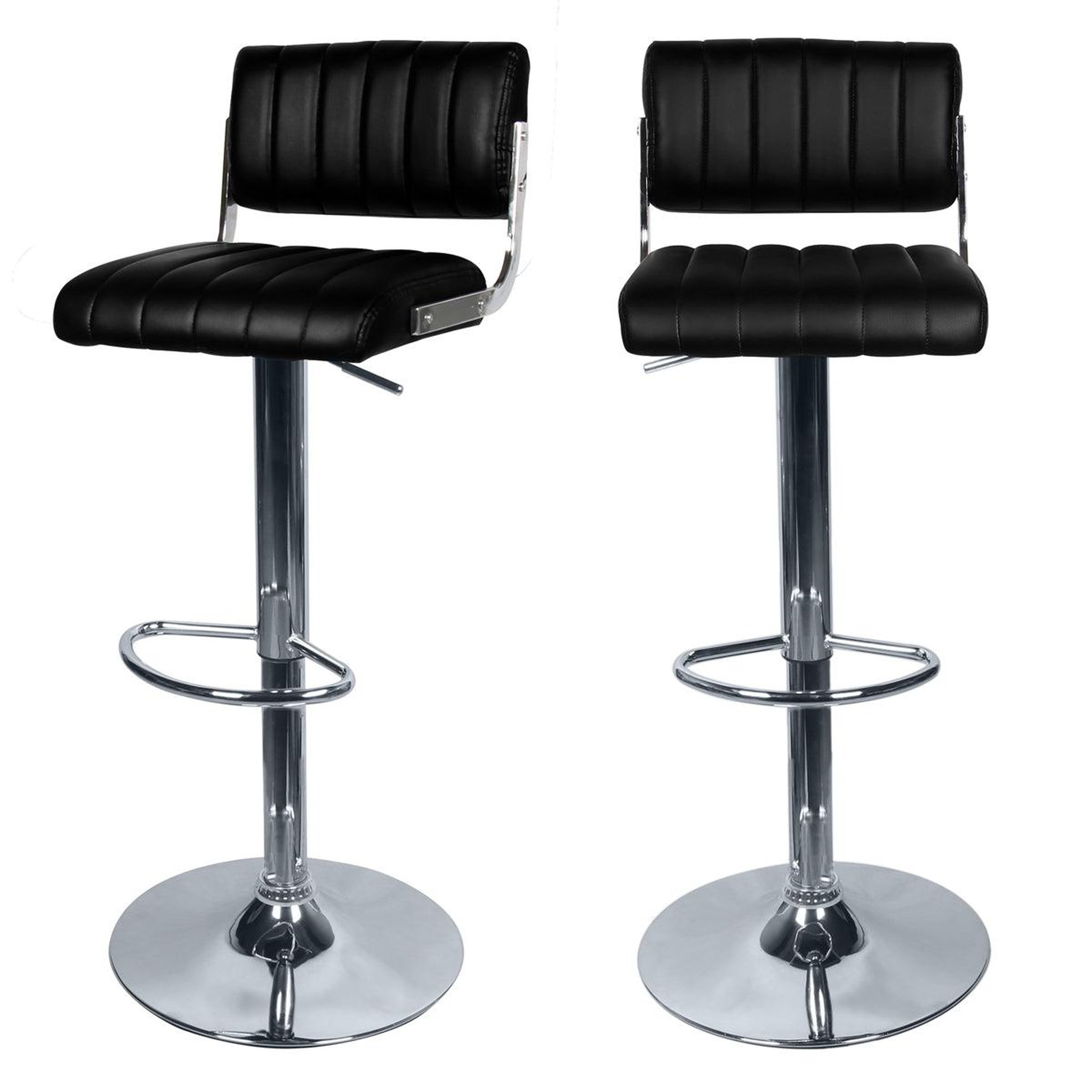 Voir la diapositive 1 : Rendez vous déco Lot de 2 chaises de bar réglables 61/83 cm en cuir synthétique marron - Houston