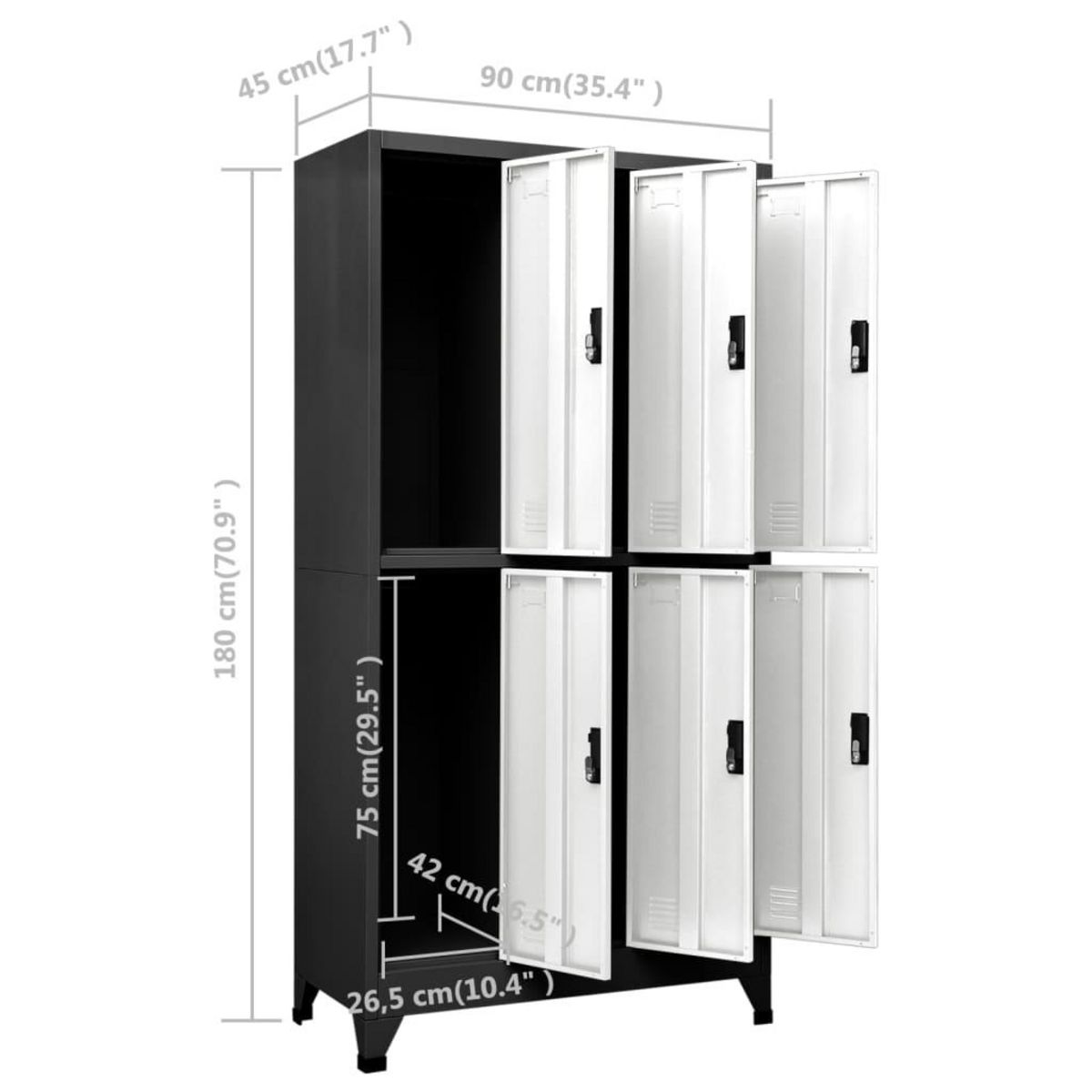 VIDAXL Armoire a casiers Anthracite et blanc 90x45x180 cm Acier