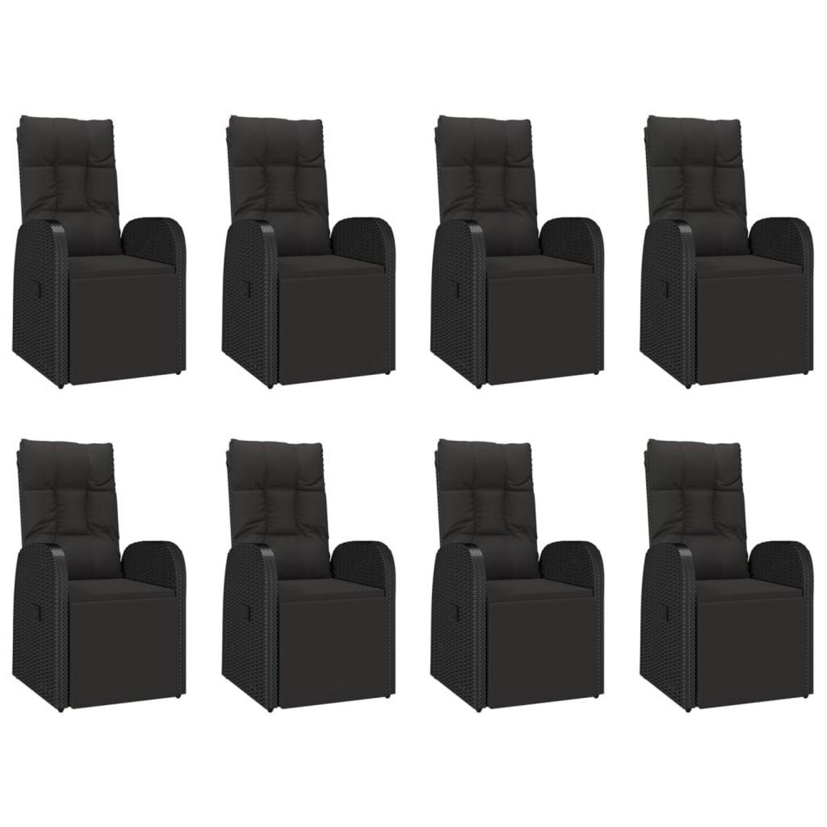 VIDAXL Ensemble a manger de jardin 9 pcs Noir Poly rotin et acacia
