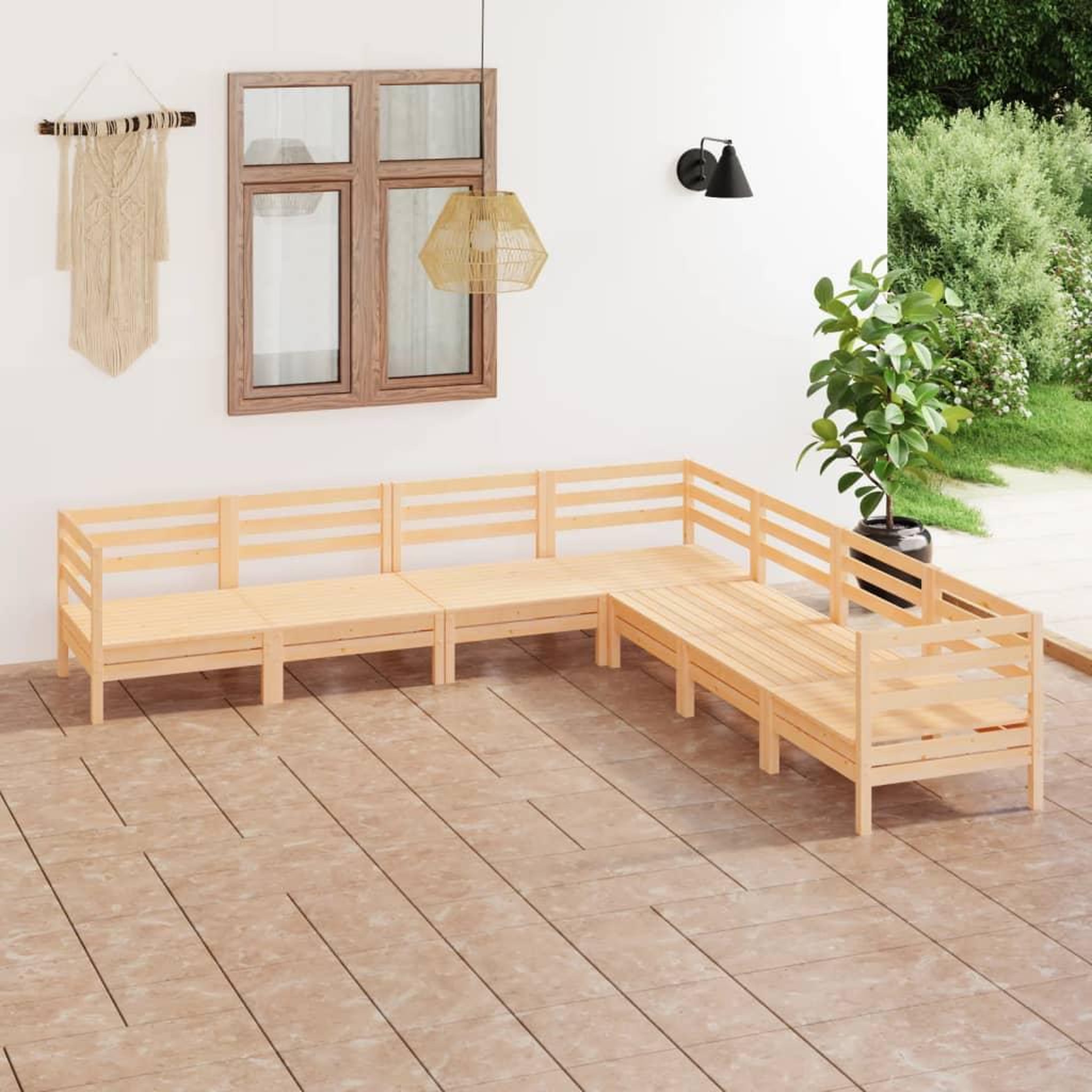 Voir la diapositive 1 : VIDAXL Salon de jardin 7 pcs Bois de pin massif