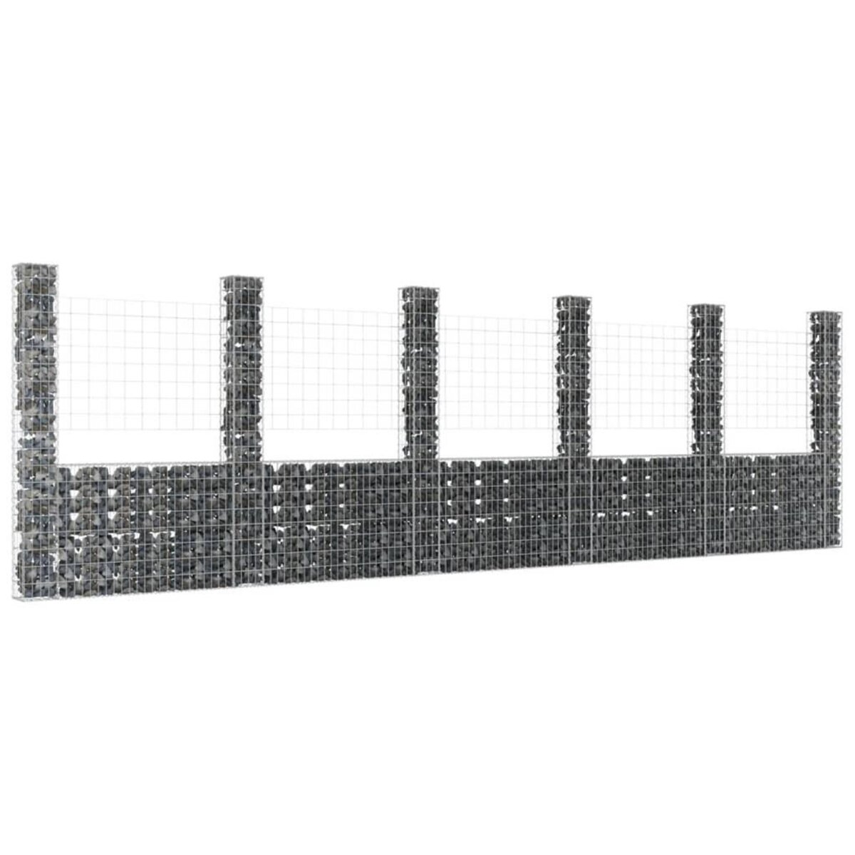VIDAXL Panier de gabion en forme de U avec 6 poteaux Fer 620x20x200 cm