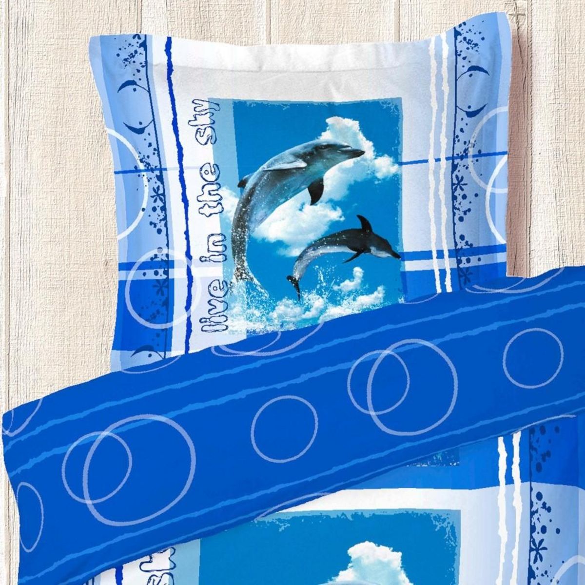 Dourev Housse de couette 140x200 LIVE IN THE SKY + 1 taie