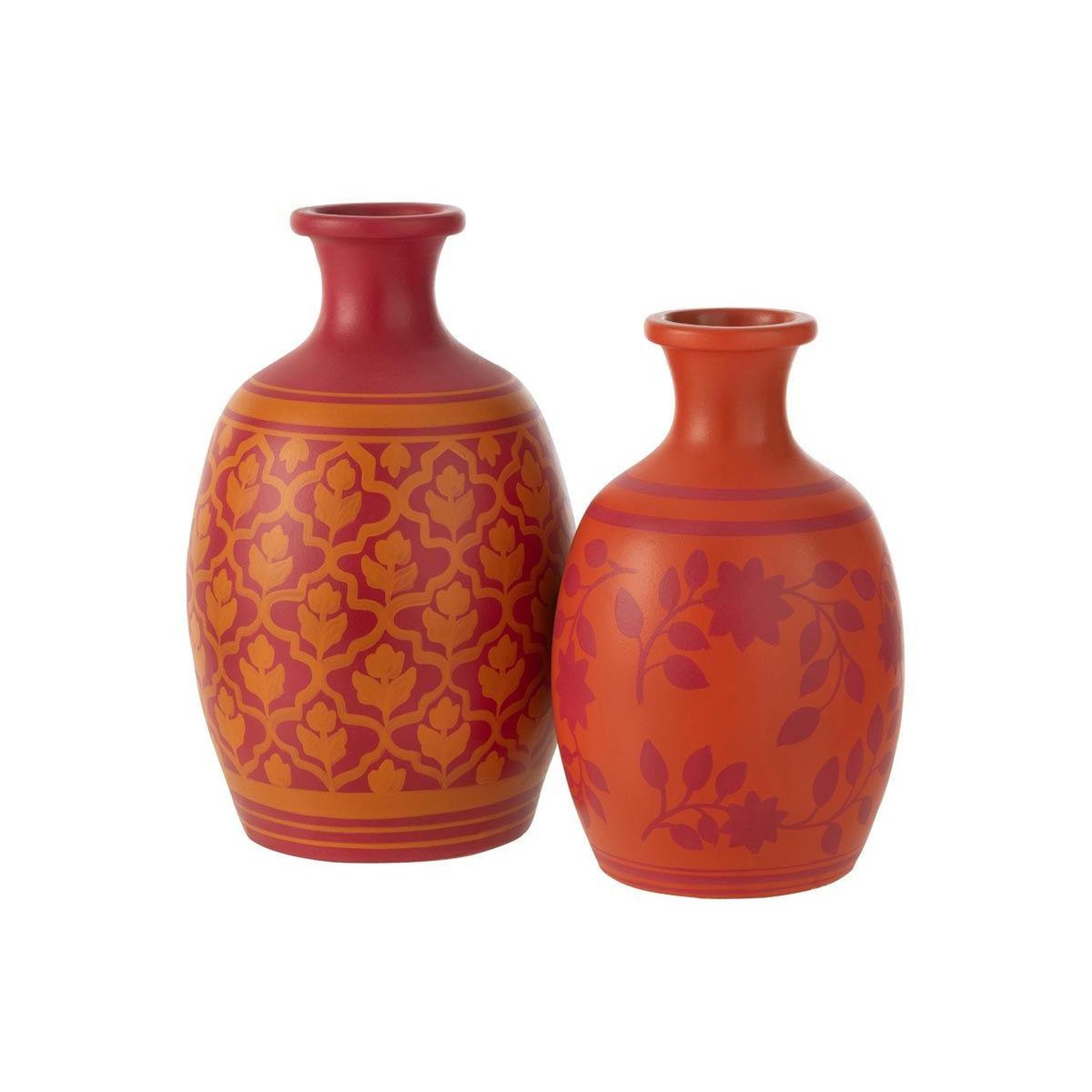 Voir la diapositive 2 : J-LINE Vase déco  fleurs  43cm orange