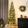 Voir la diapositive 2 : HOMCOM Sapin de Noël artificiel LED x 300 blanc chaud 8 modes H.210 cm 826 branches support vert