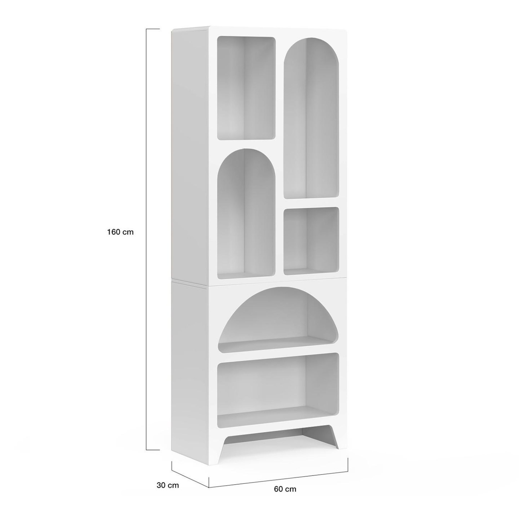 Voir la diapositive 4 : ID MARKET Etagère bibliothèque organique alesia 6 compartiments bois blanc
