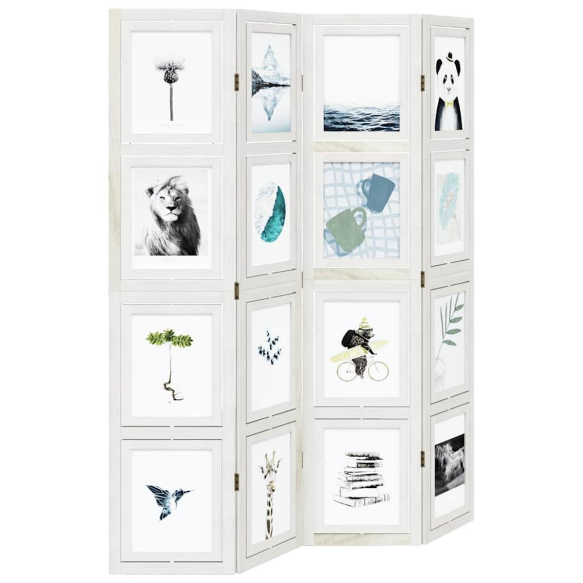 VIDAXL Cloison de separation 4 panneaux blanc bois de paulownia massif