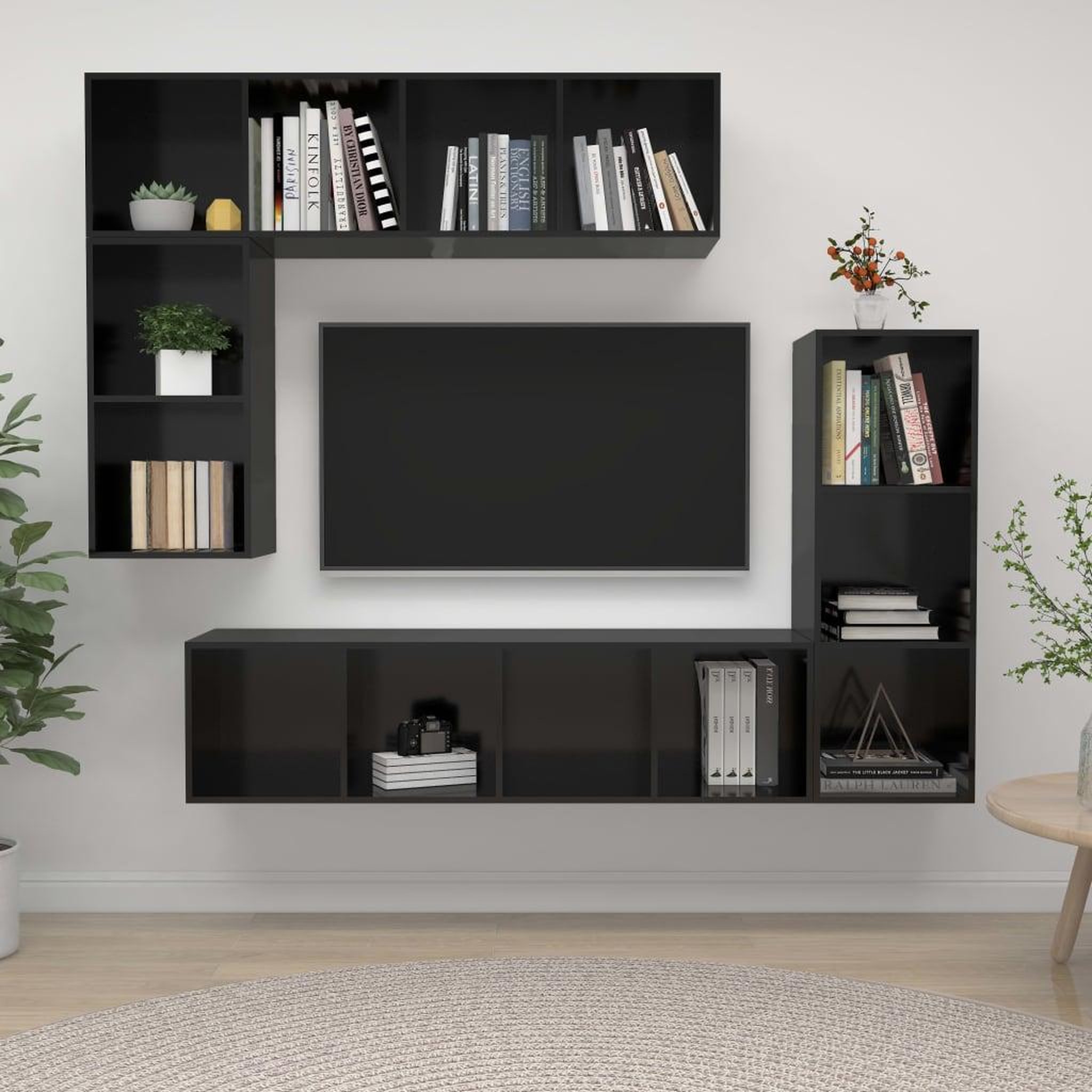 Voir la diapositive 1 : VIDAXL Ensemble de meubles TV 4 pcs Noir brillant Bois d'ingenierie