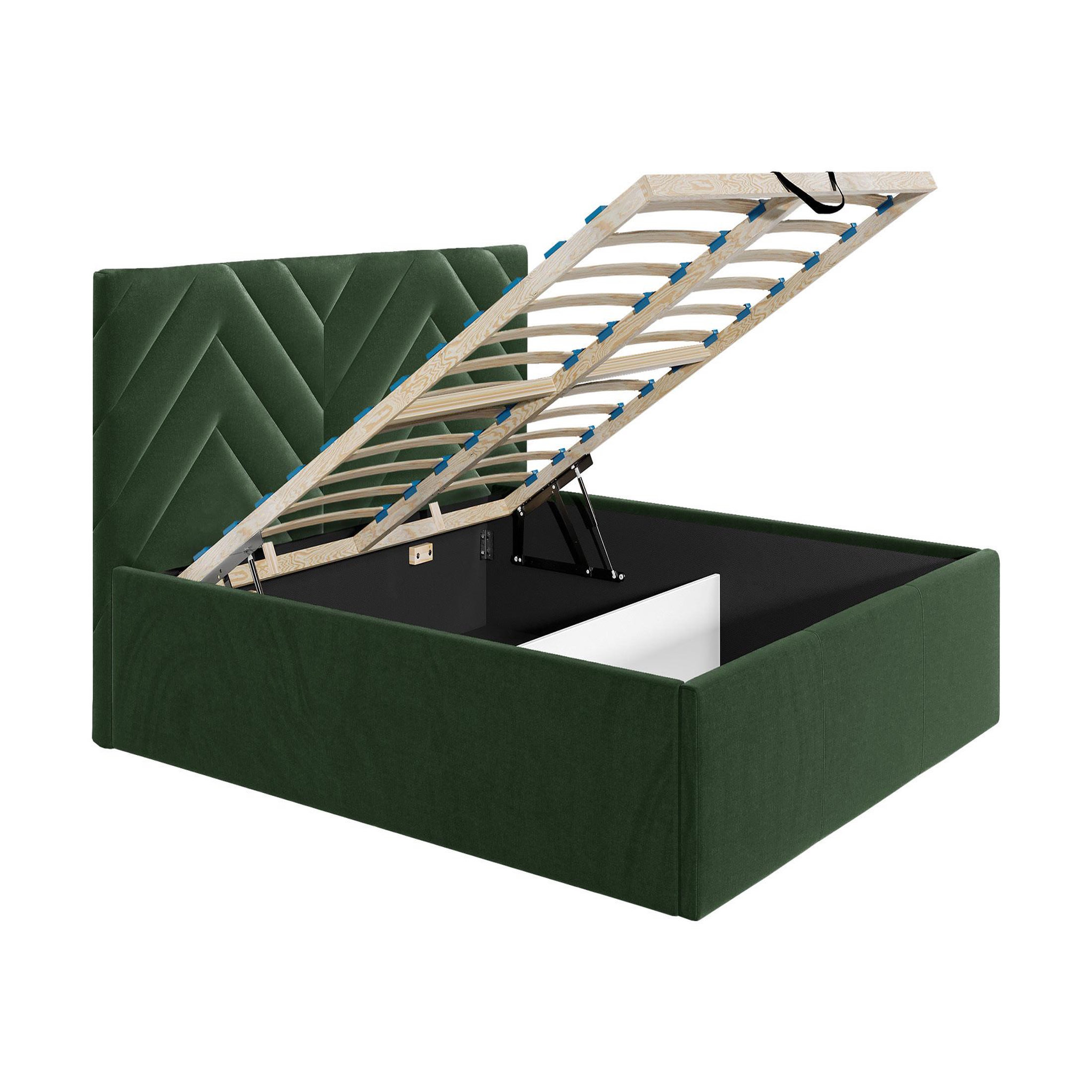 Voir la diapositive 2 : BEST MOBILIER Santiago - lit coffre - 140x200 - sommier inclus - en velours