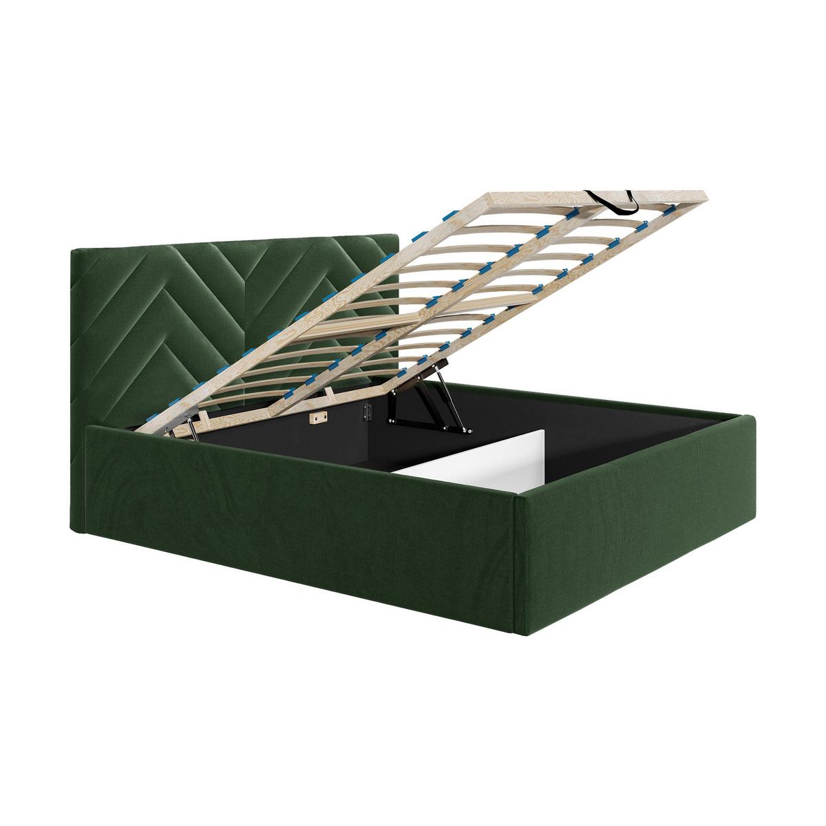 BEST MOBILIER Santiago - lit coffre - 140x200 - sommier inclus - en velours