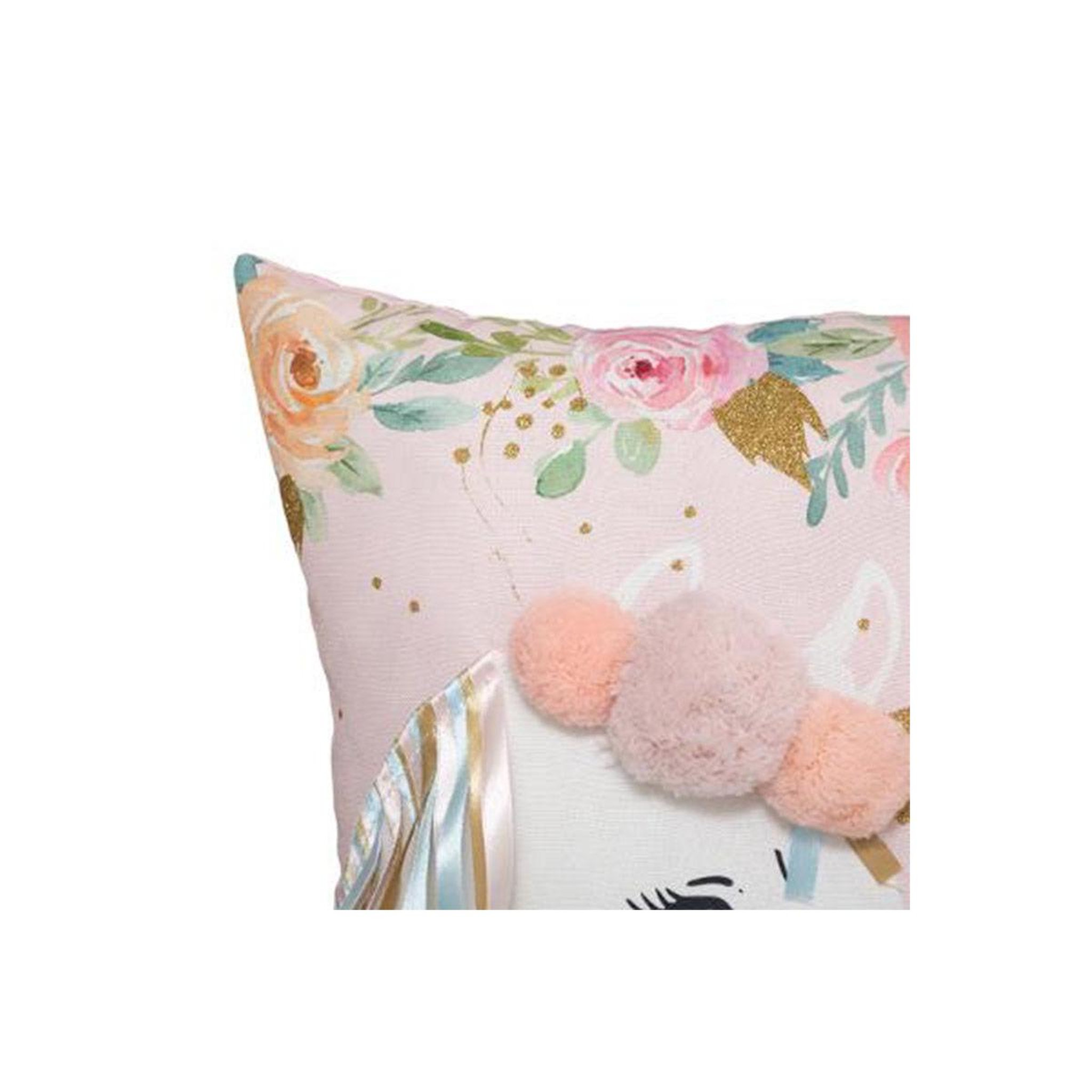 Voir la diapositive 3 : Atmosphera Kids Coussin déco enfant  licorne ruban  40x40cm rose