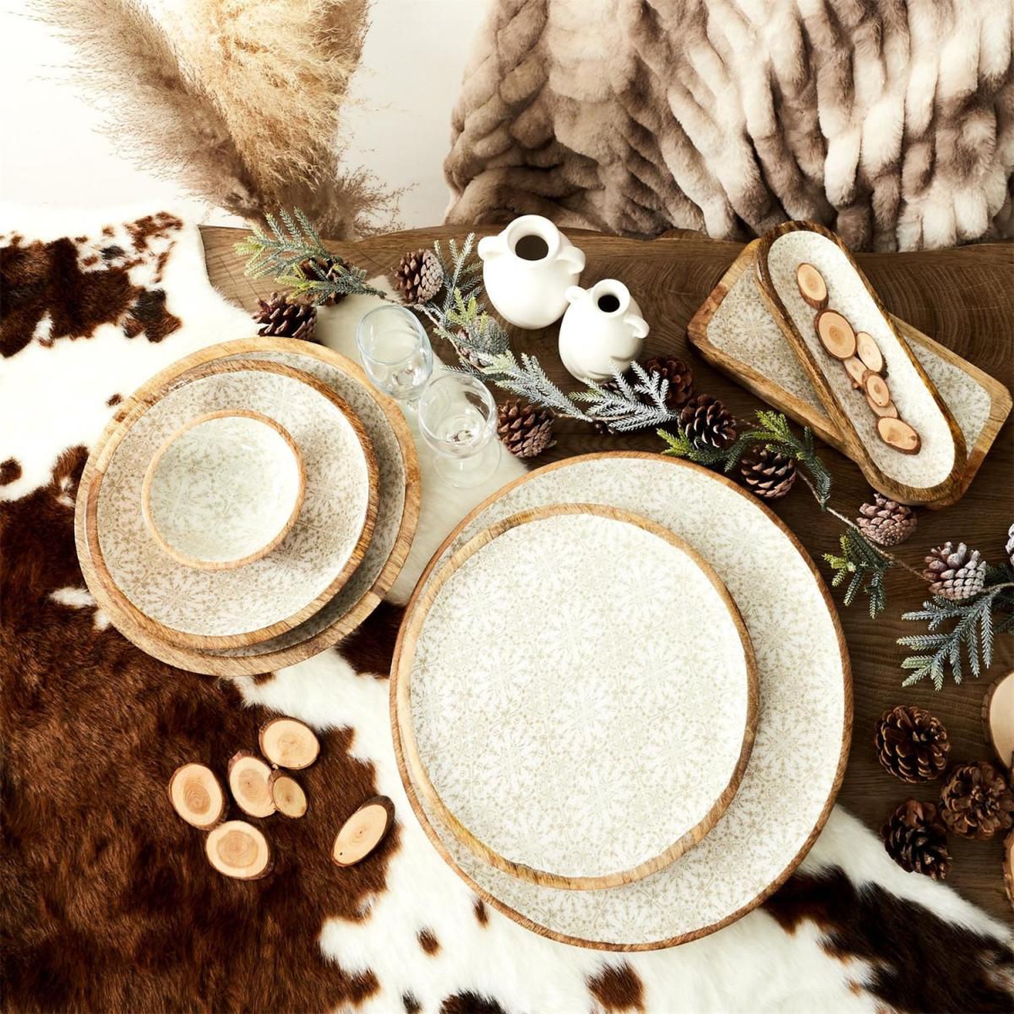 Voir la diapositive 4 : The Home Deco Factory Dessous d'Assiette  Géométrique  35cm Naturel