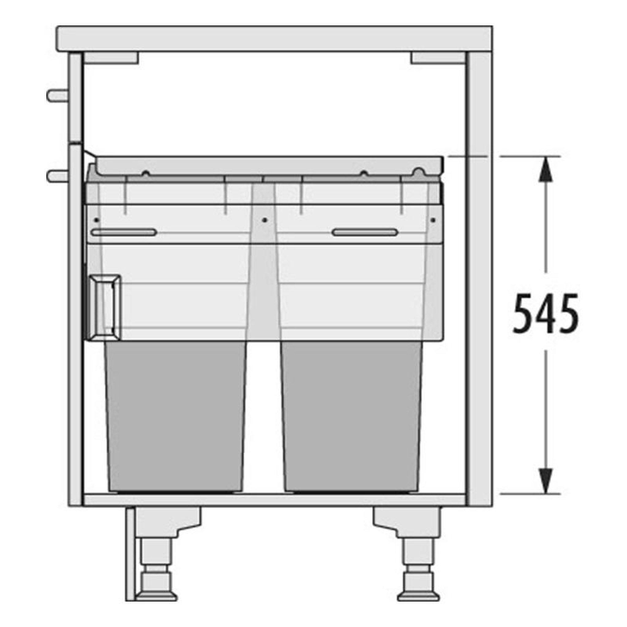 Voir la diapositive 3 : HAILO Poubelle de cuisine encastrable 2 bacs 76l (38+38) hailo as euro cargo 500
