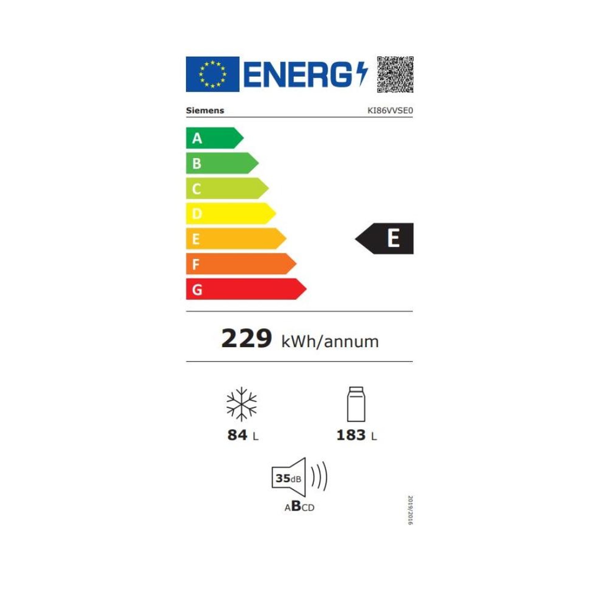 Voir la diapositive 2 : Siemens Réfrigérateur combiné intégrable à glissière 267l - ki86vvse0