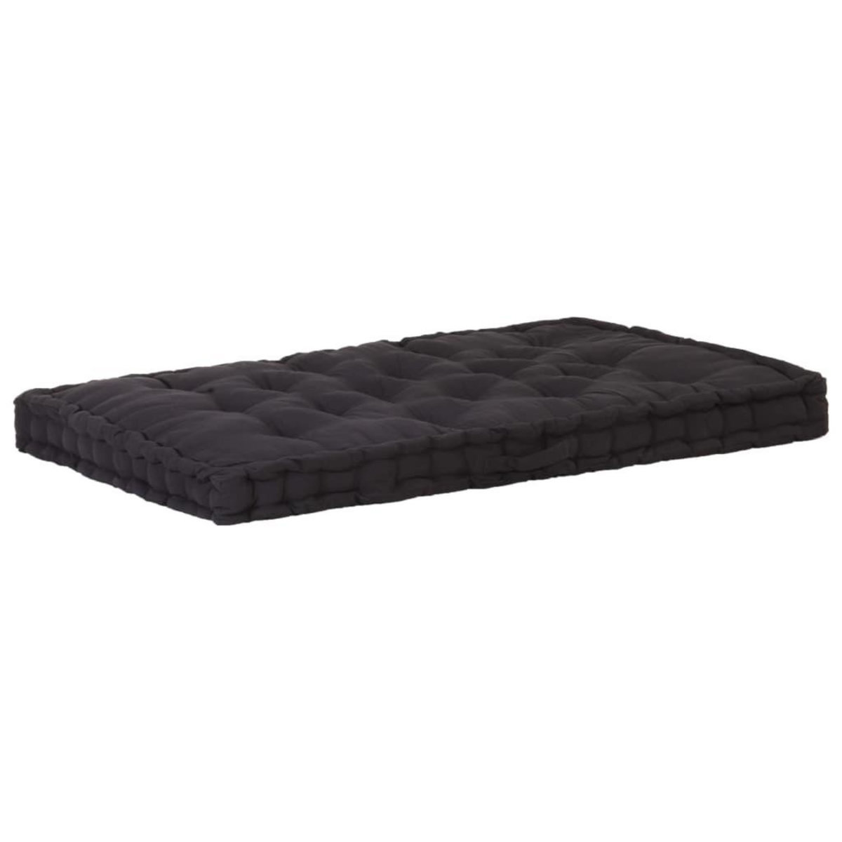 VIDAXL Coussin de plancher de palette Coton 120x80x10 cm Noir