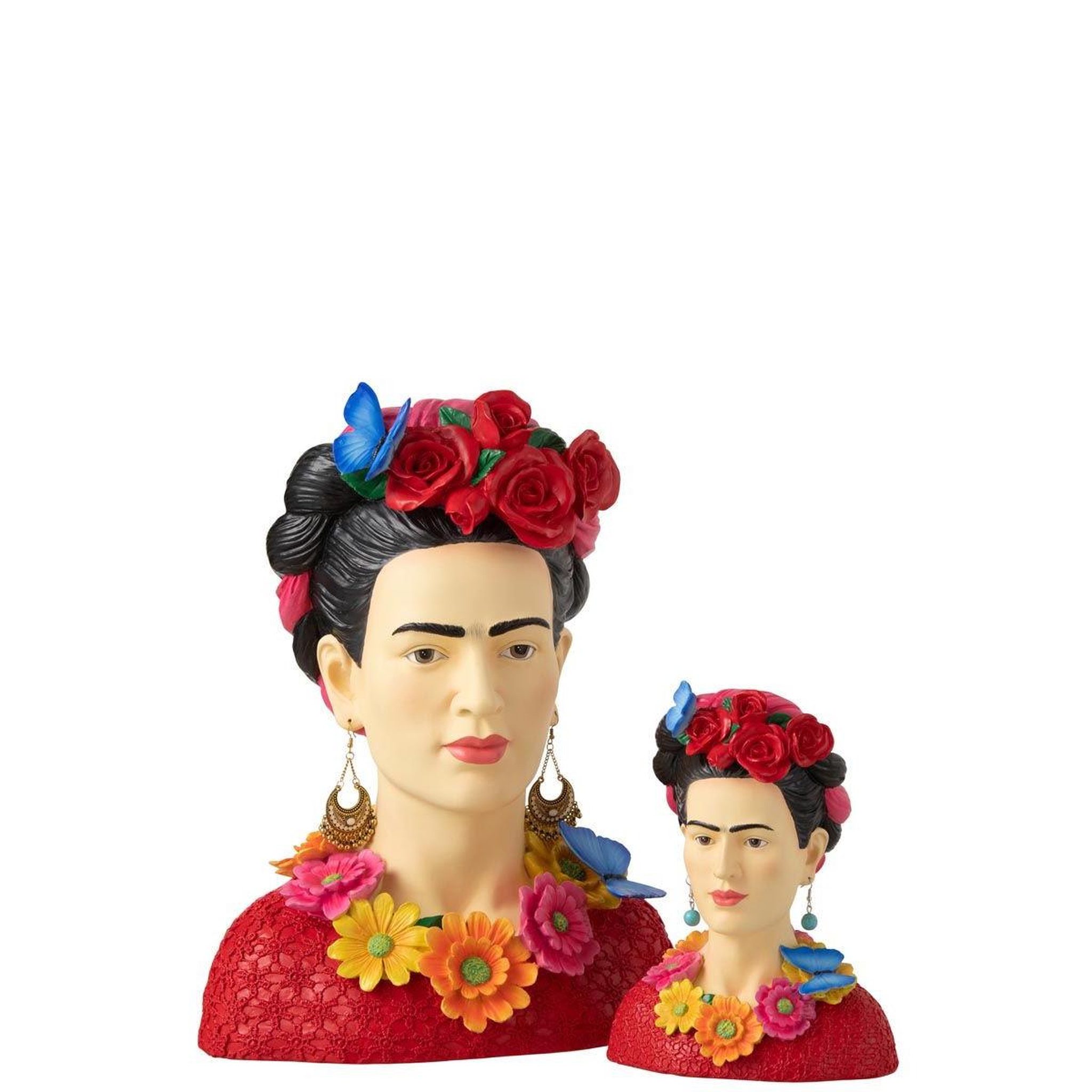 Voir la diapositive 4 : J-LINE Statuette déco buste  frida khalo  22cm multicolore