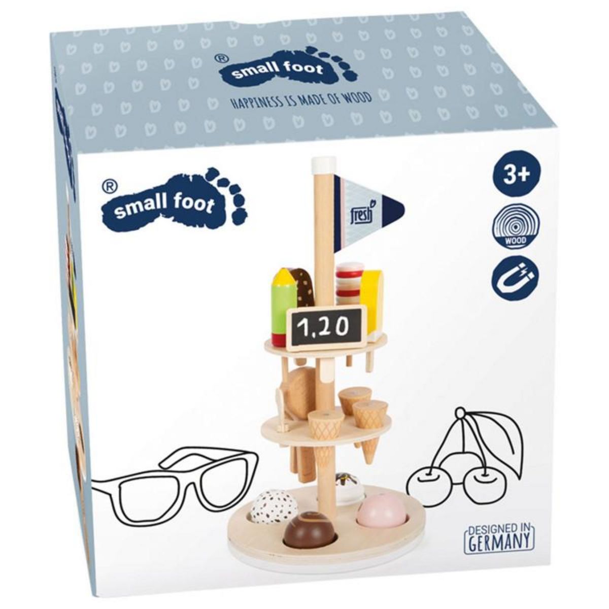 SMALL FOOT Small Foot - Wooden Ice Creams with Holder, 15pcs. 12232