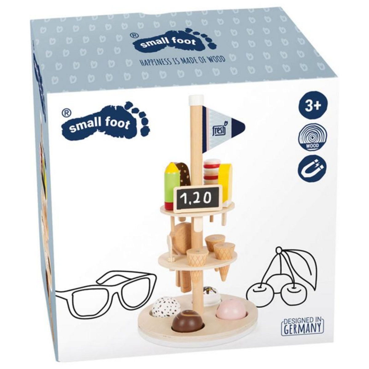SMALL FOOT Small Foot - Wooden Ice Creams with Holder, 15pcs. 12232