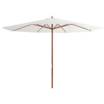 VIDAXL Parasol d'exterieur avec mat en bois 350 cm Blanc sable