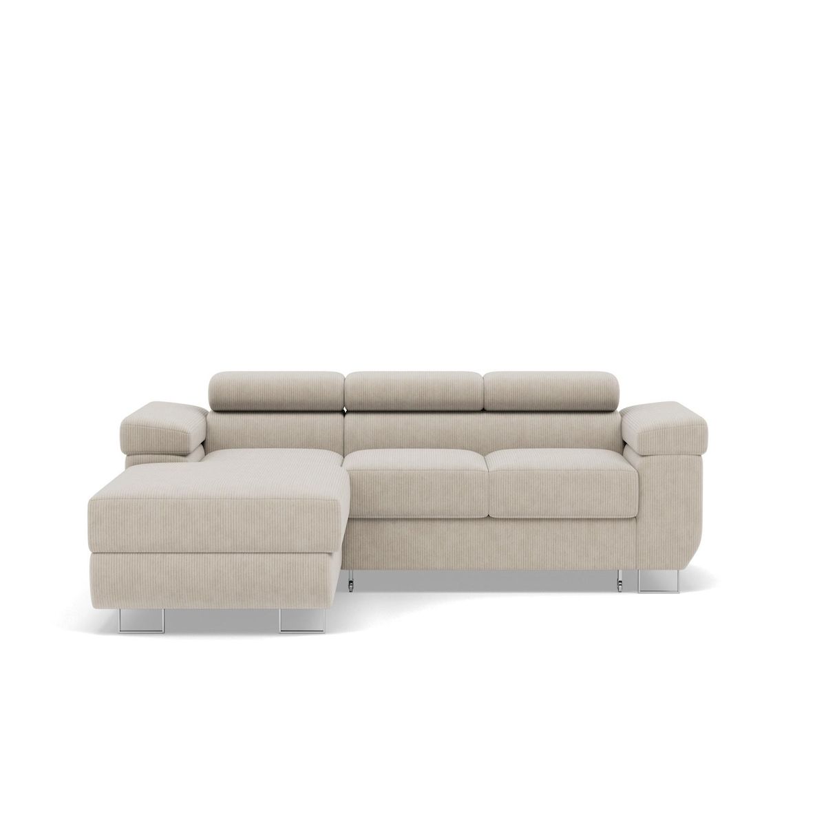 BEST MOBILIER Pablo - canapé d'angle gauche - 6 places - convertible avec coffre et têtières réglables - en velours côtelé