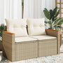 Voir la diapositive 1 : VIDAXL Canape de jardin avec coussins 2 places beige resine tressee