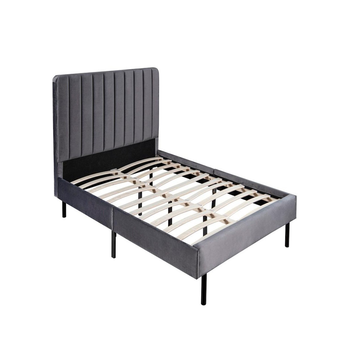CONCEPT USINE Lit 160x200 cm en velours gris OXFORD