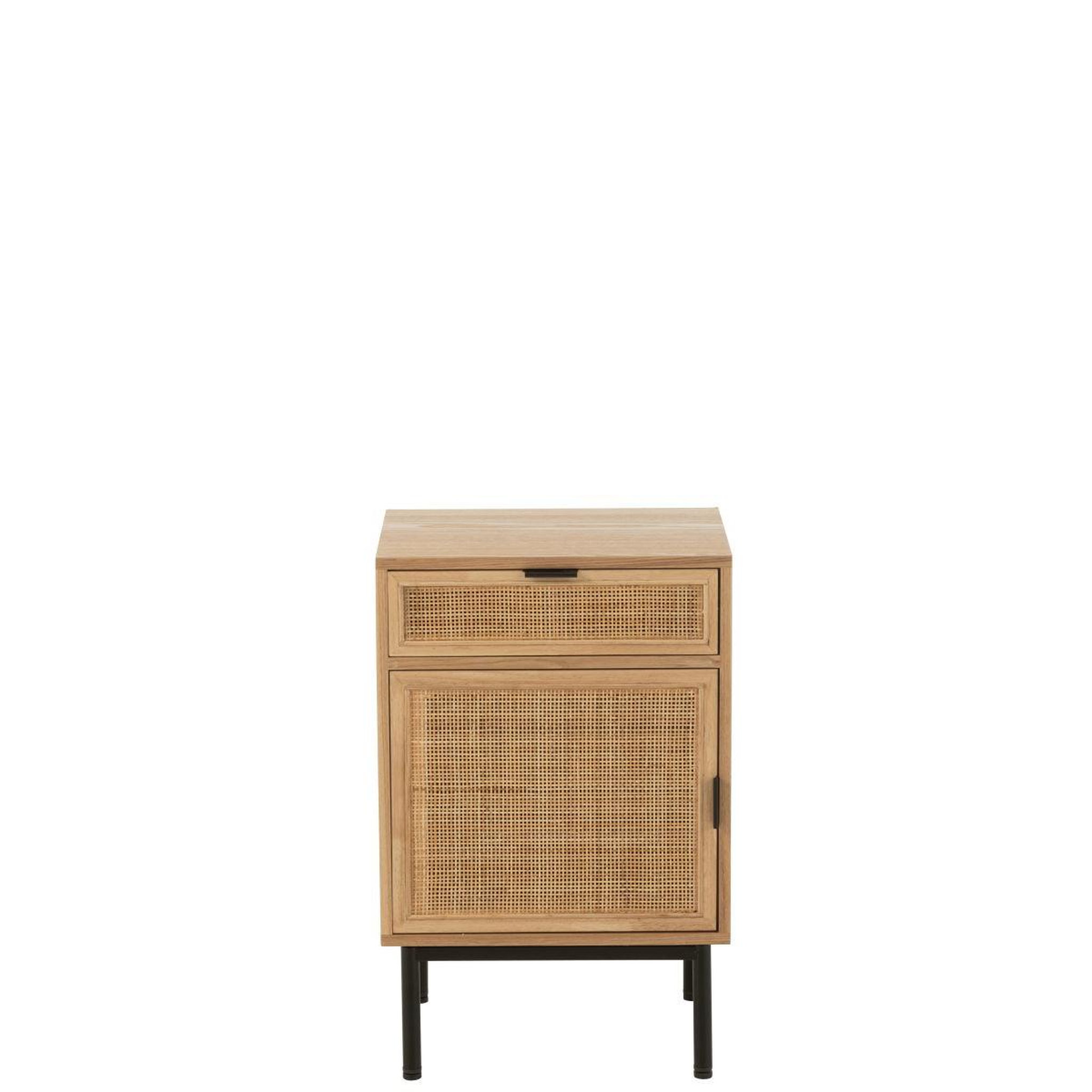 Voir la diapositive 2 : J-LINE Table de chevet cannage  kory  70cm naturel