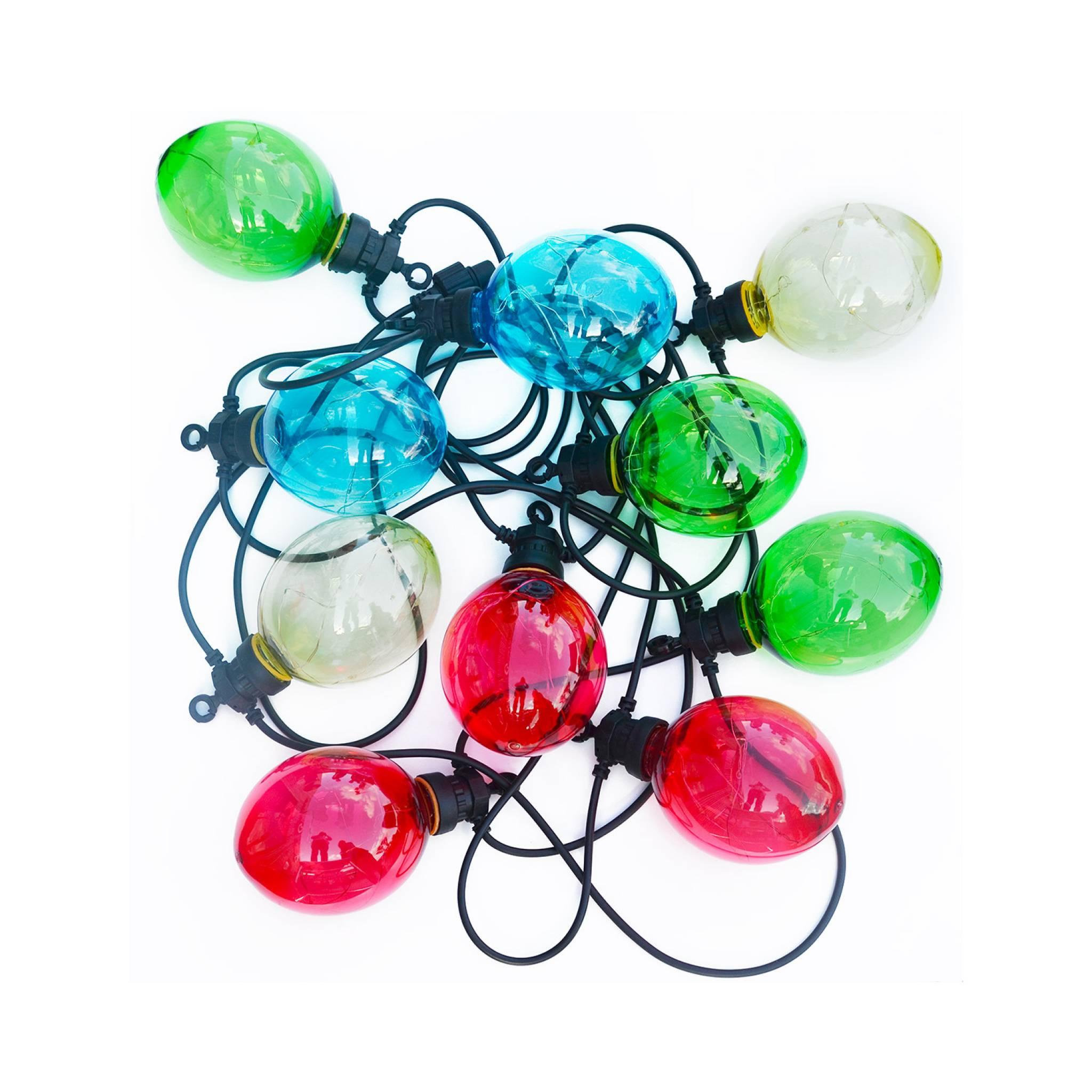 Voir la diapositive 1 : SWEEEK Morphée - Guirlande lumineuse guinguette extérieure avec 10 boules lumineuses. 100 LED. à piles (non fournies). fonction timer. 8 modes.  4.5 m de long