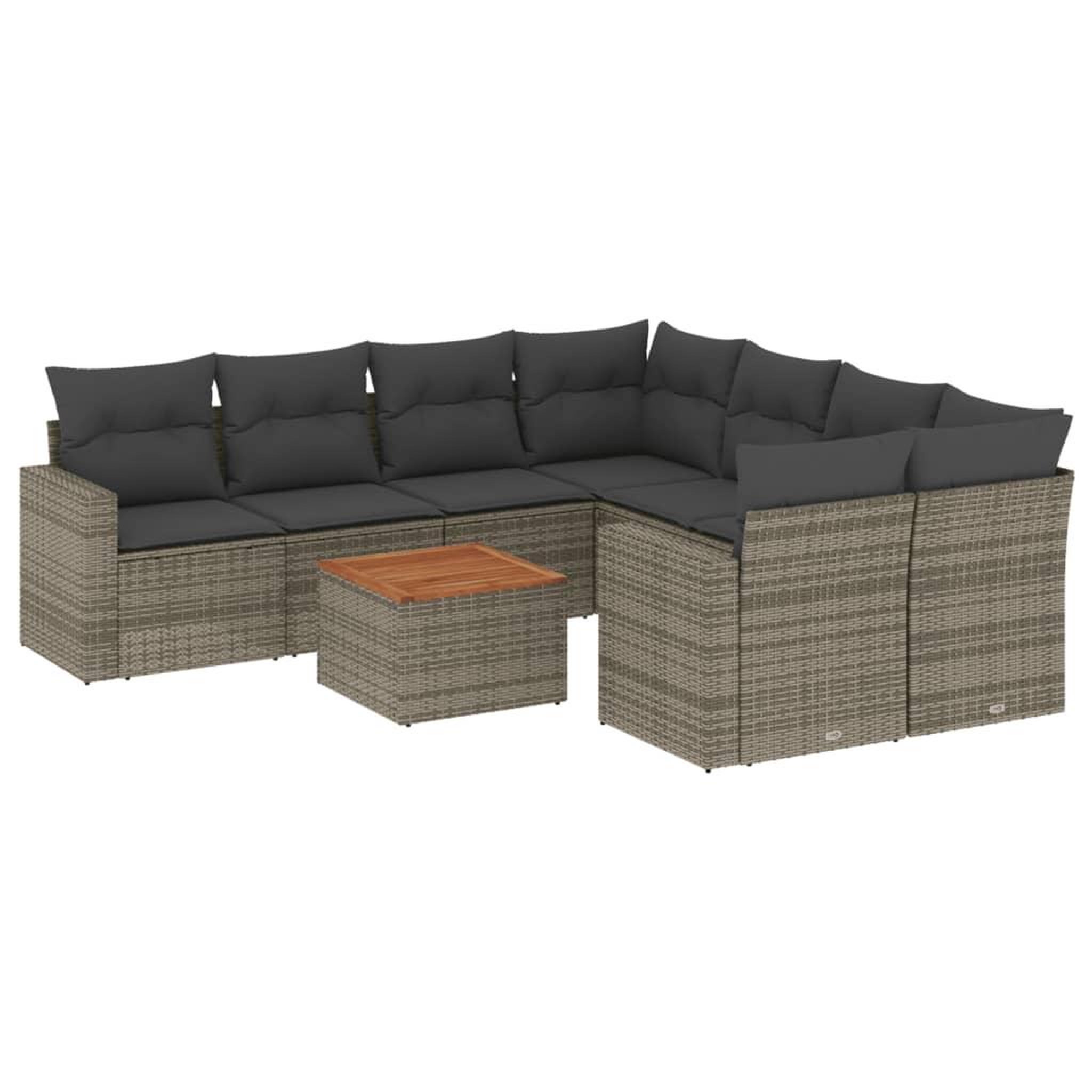 Voir la diapositive 2 : VIDAXL Salon de jardin 9 pcs avec coussins gris resine tressee
