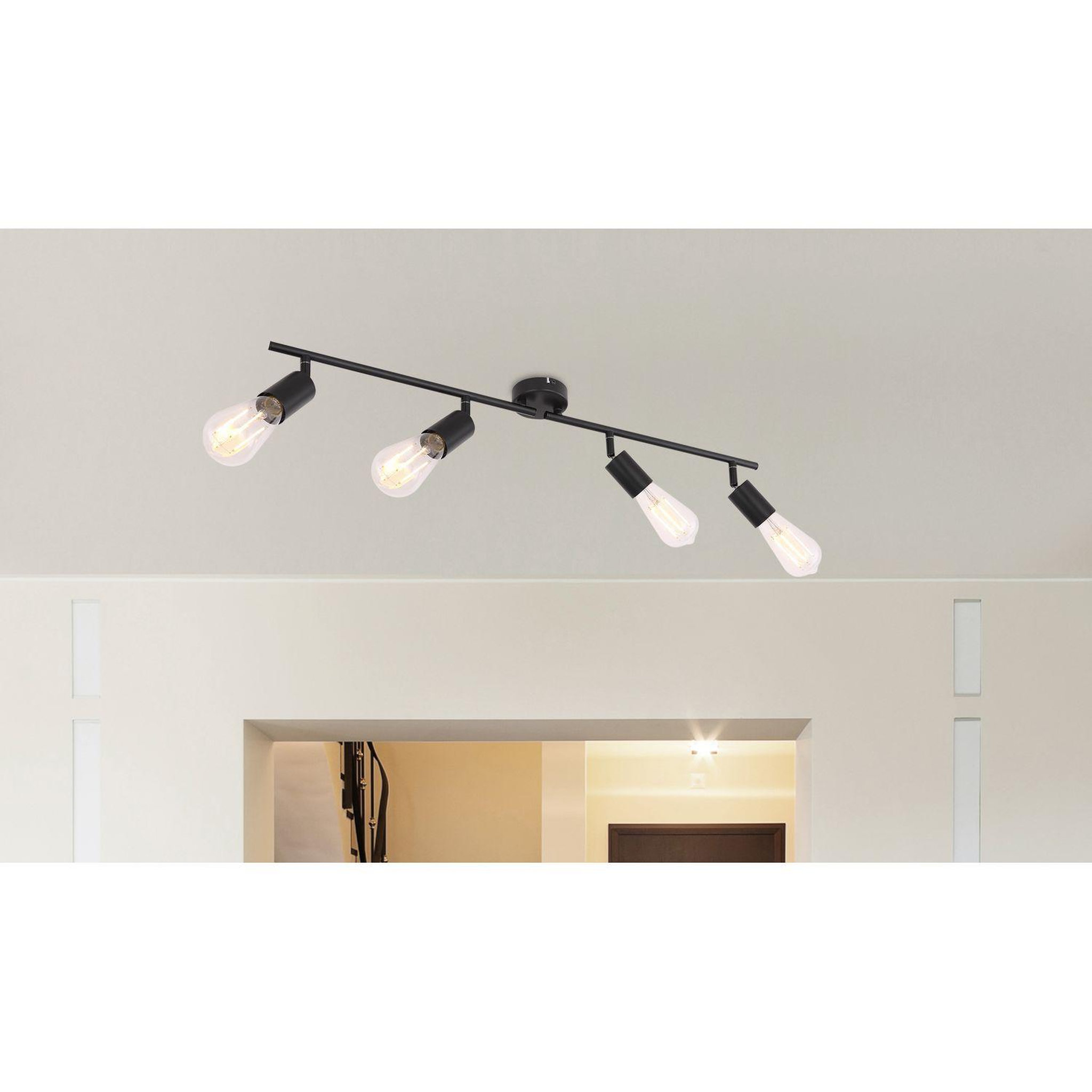 Voir la diapositive 2 : GLOBO Spot plafonnier design métal martha - 4 ampoules - noir