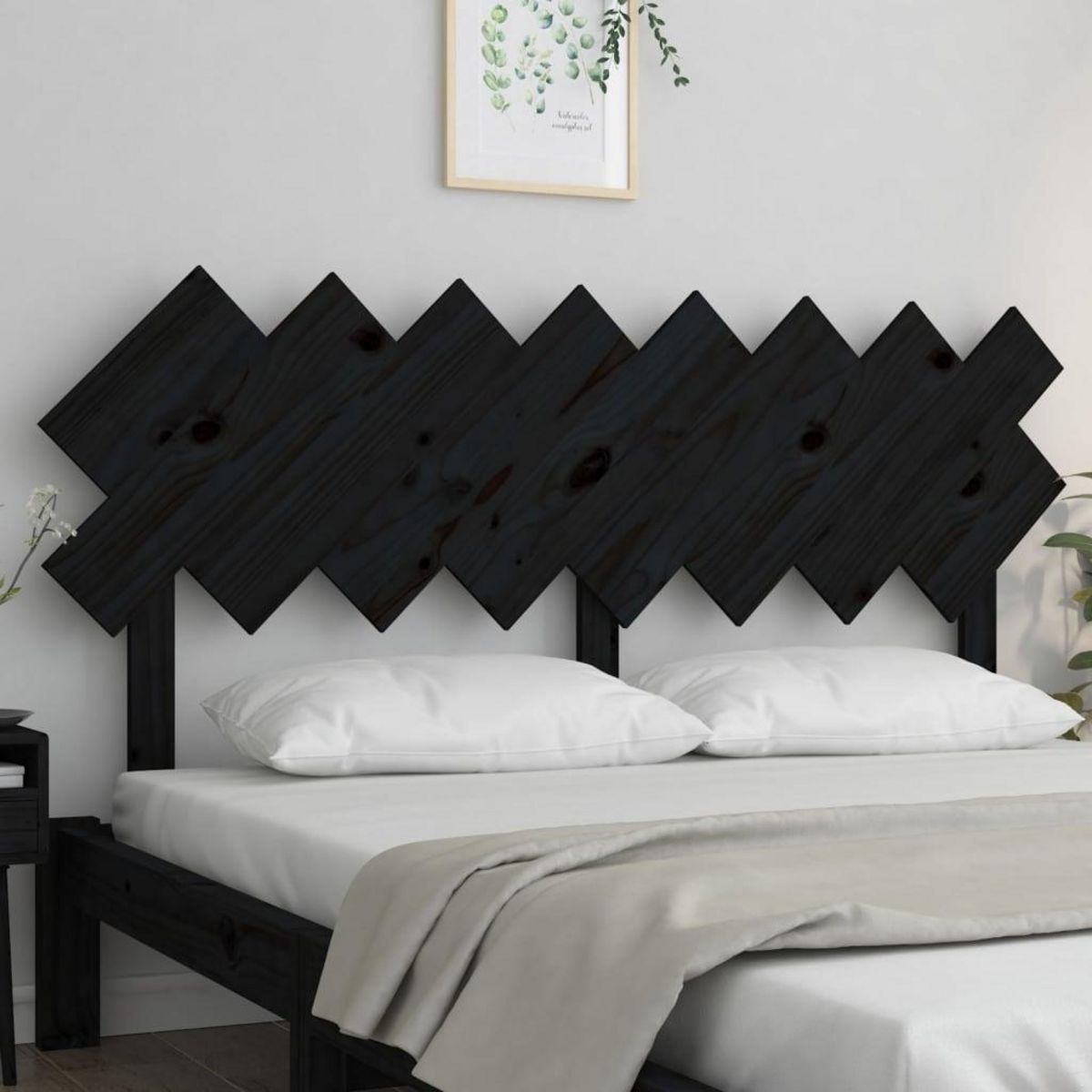 VIDAXL Tete de lit Noir 159,5x3x80,5 cm Bois massif de pin