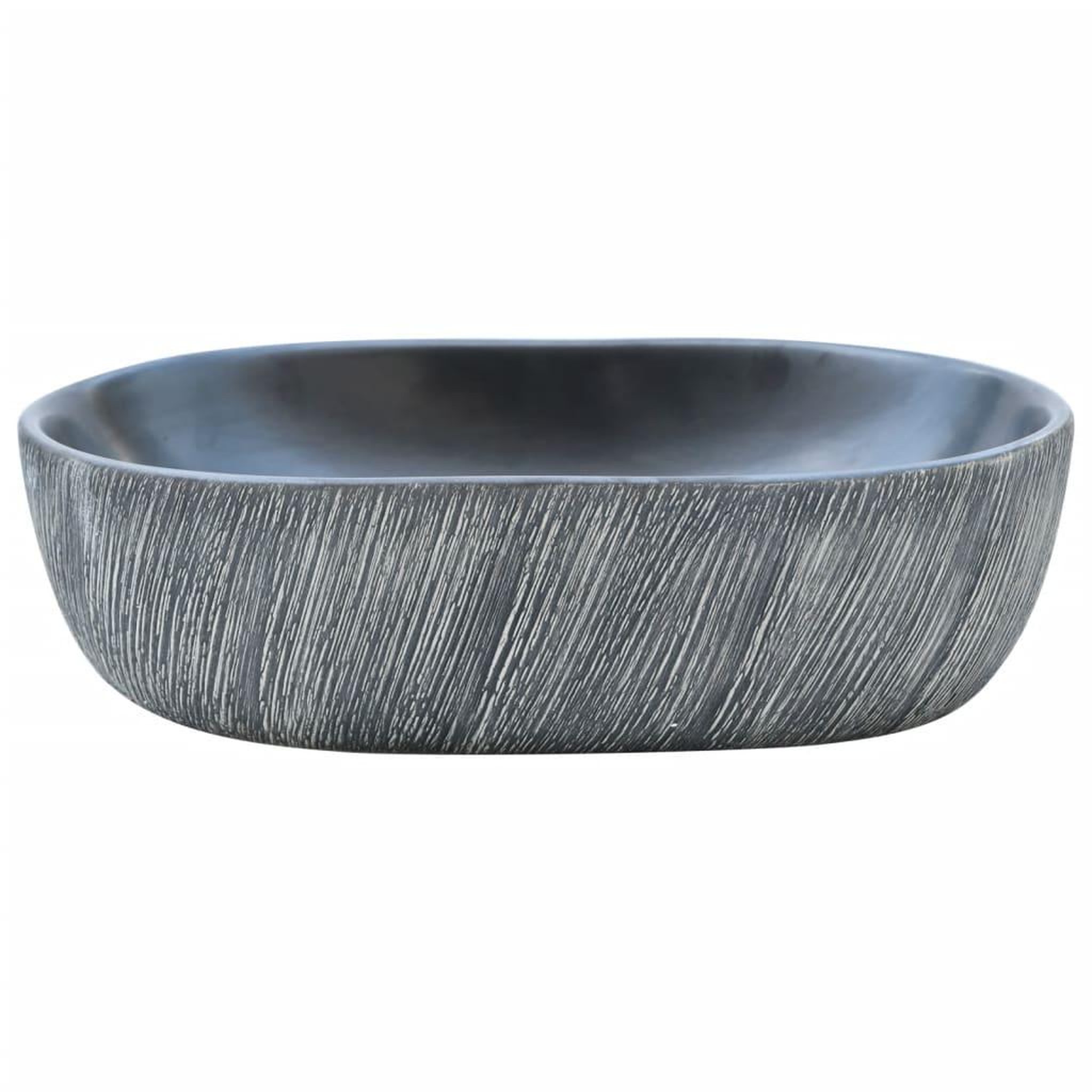 Voir la diapositive 3 : VIDAXL Vasque a poser noir et gris ovale 47x33x13 cm ceramique