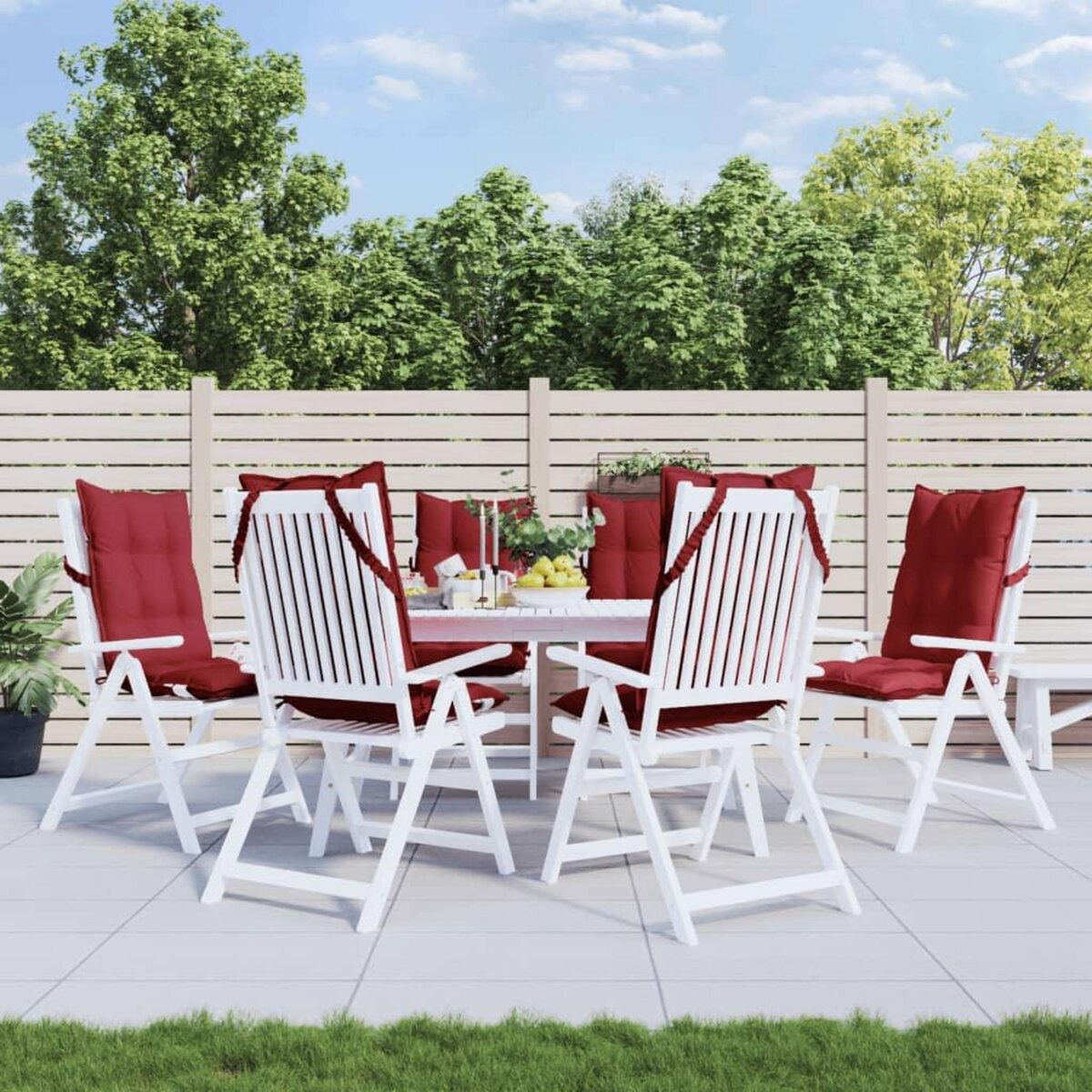 VIDAXL Coussins de chaise a dossier haut lot de 6 rouge bordeaux