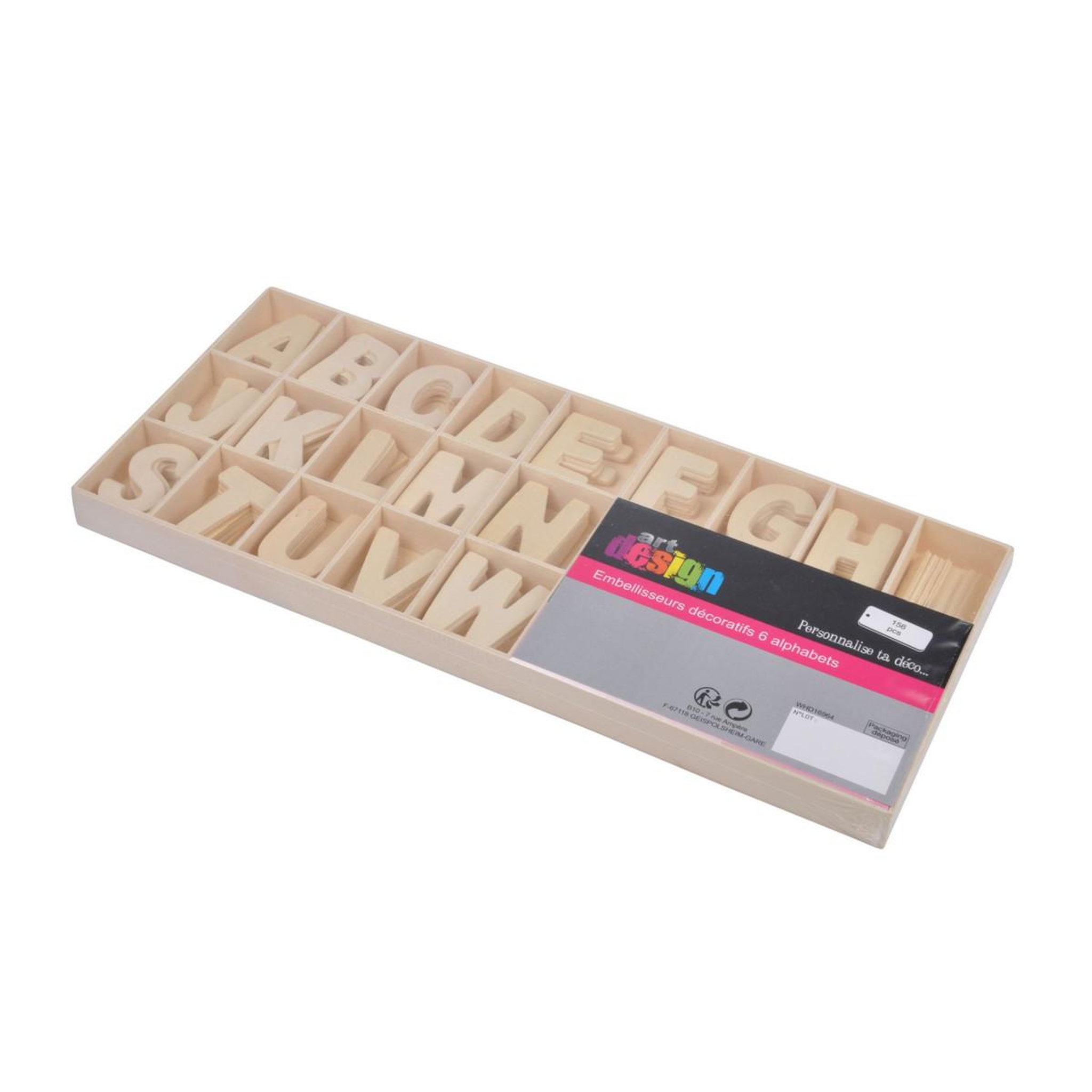 Voir la diapositive 2 : HOMEA Embellisseurs Déco  6 Alphabets  22cm Naturel