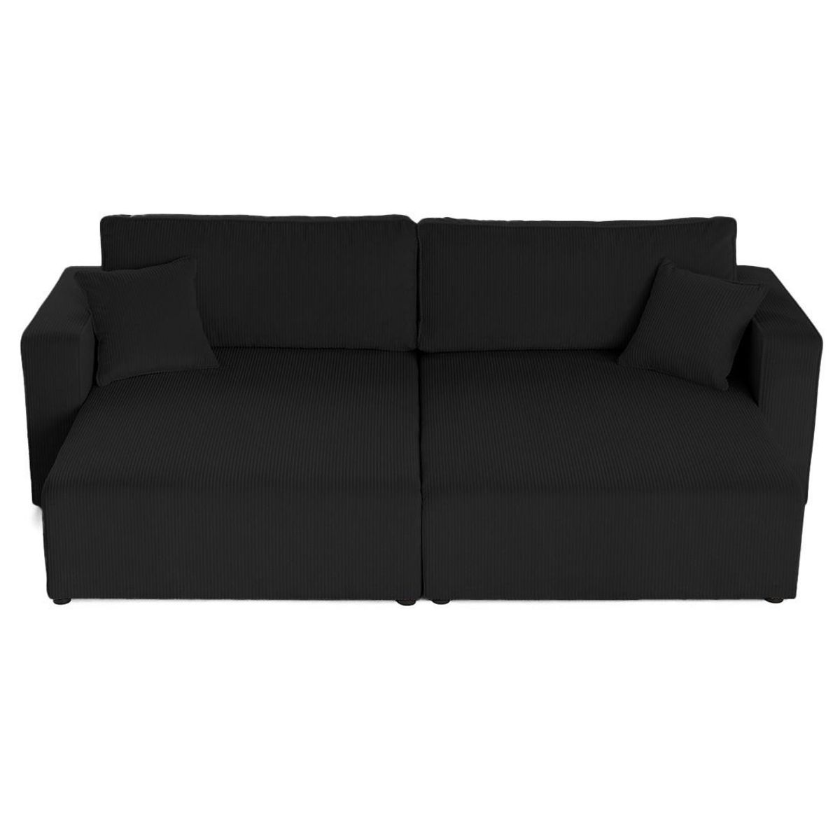 BEST MOBILIER Topaze - canapé droit 4 places avec double méridienne - assise profonde - en velours côtelé