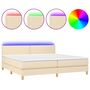 Voir la diapositive 2 : VIDAXL Sommier a lattes de lit et matelas et LED Creme 200x200cm Tissu