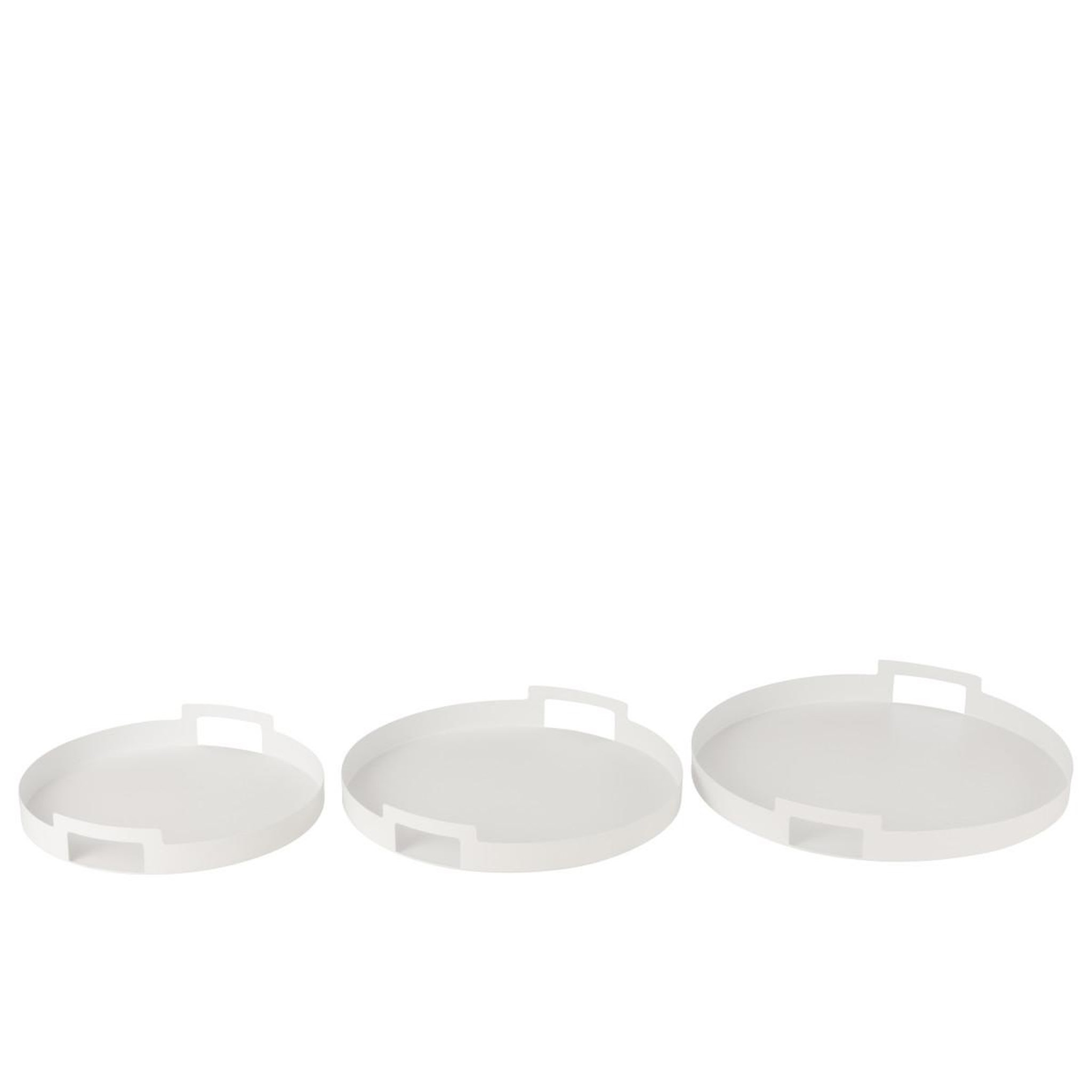 Voir la diapositive 2 : J-LINE Lot de 3 plateaux en métal  mathew  45cm blanc