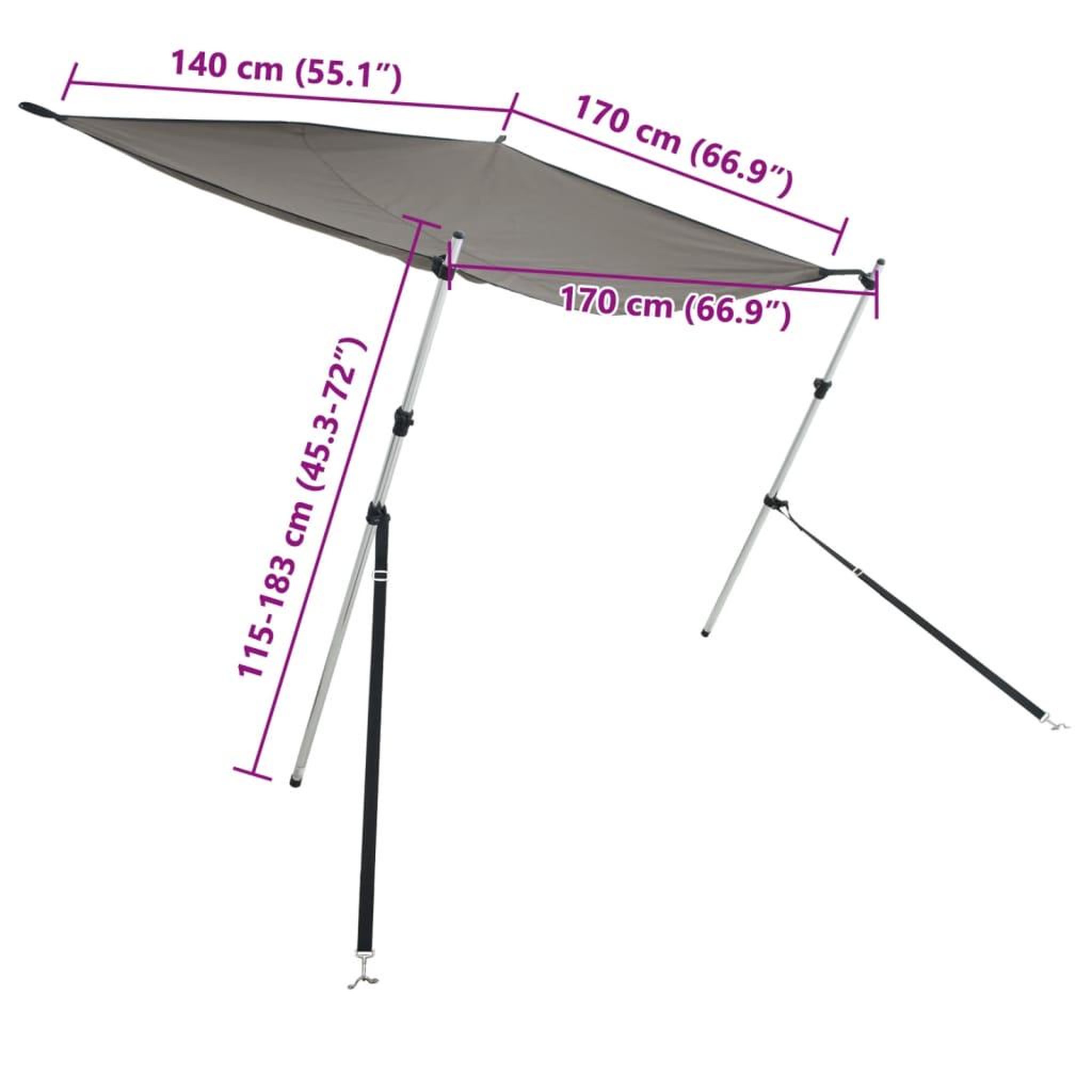 Voir la diapositive 6 : VIDAXL Extension d'ombrage gris anthracite 170x170x(115-183) cm